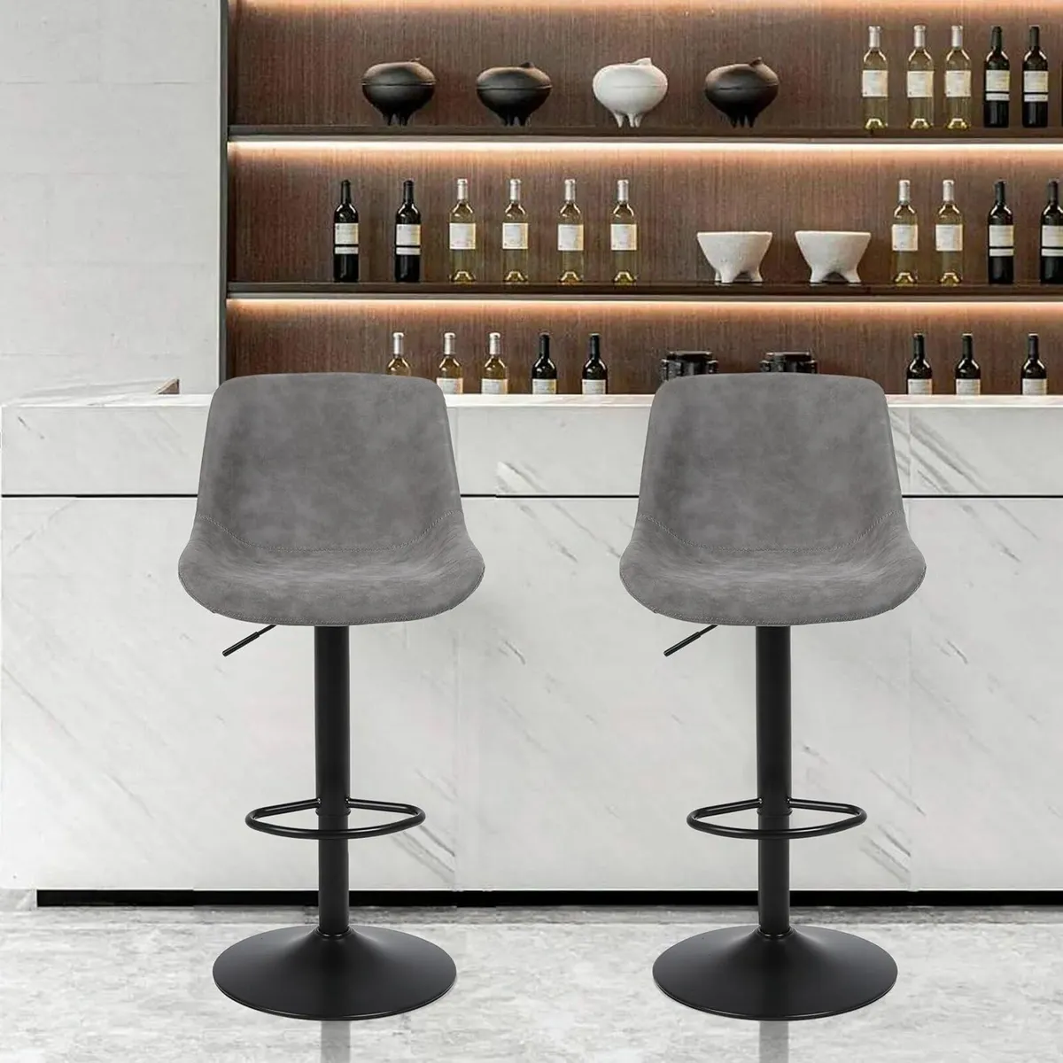Bar Stools Set of 2 Grey 38D x 48W x 111H - Image 4