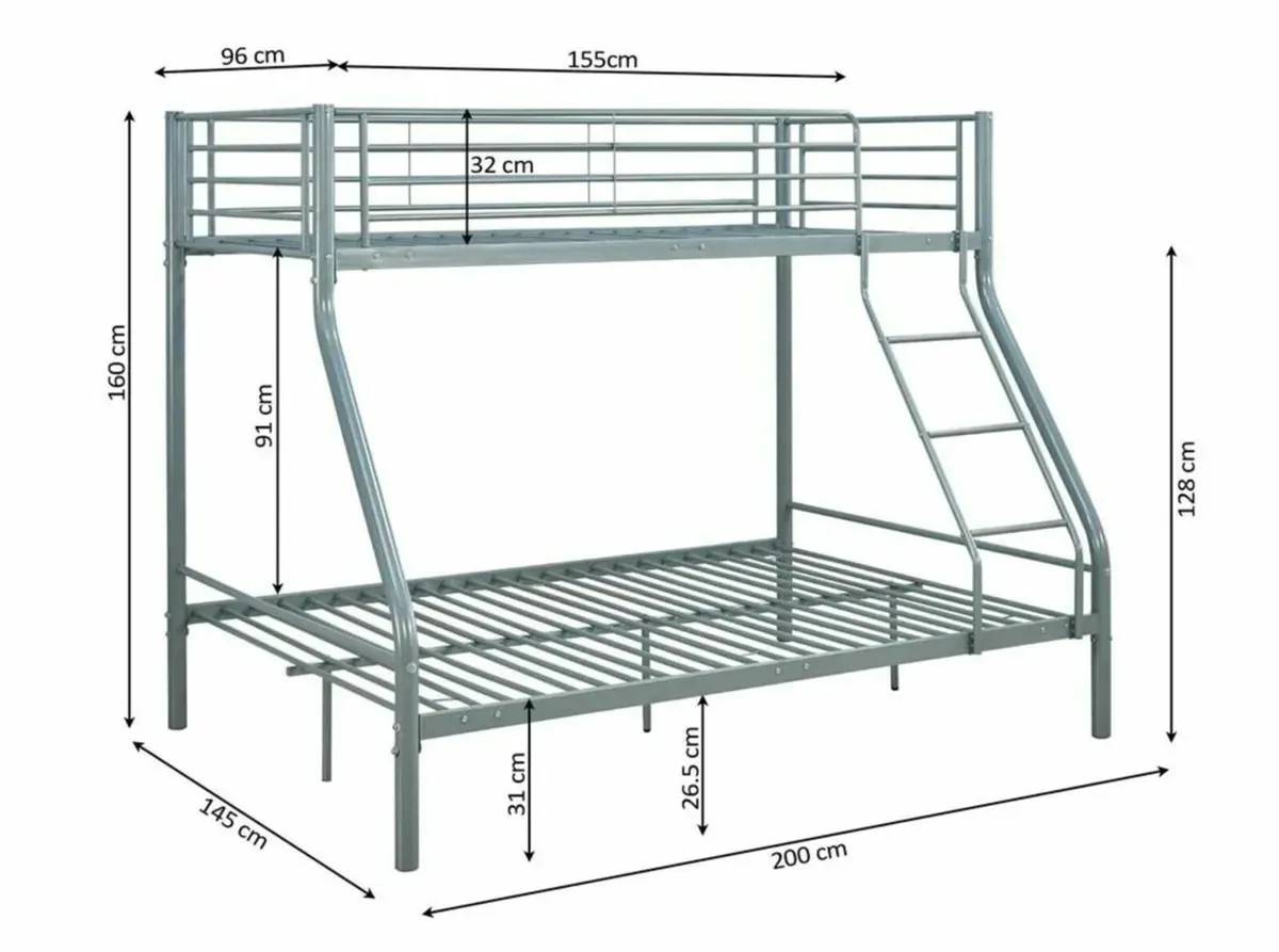 Black Double Metal Bunk Bed - Free Delivery - Image 2
