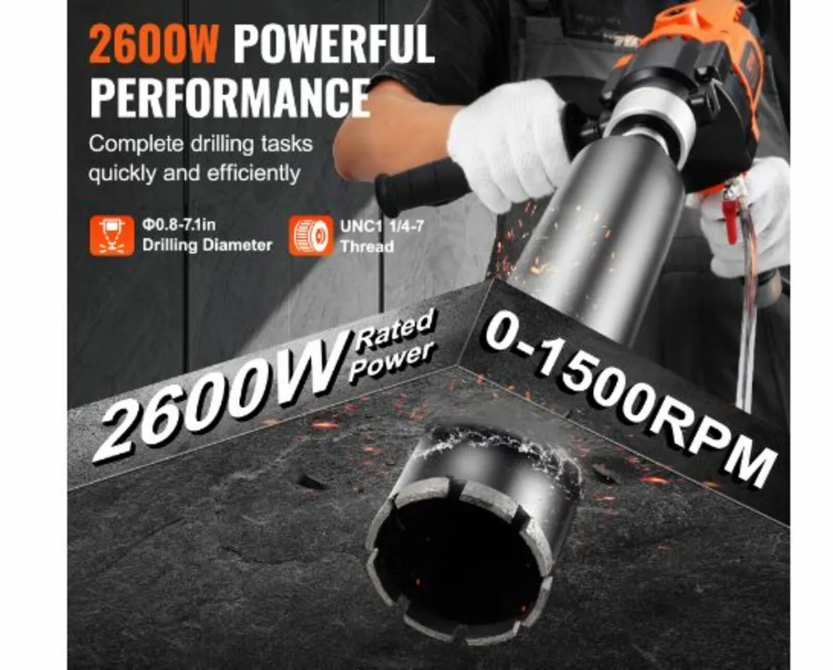 Core Drill Machine 0.8-7.1in Dia 2600W - Image 2