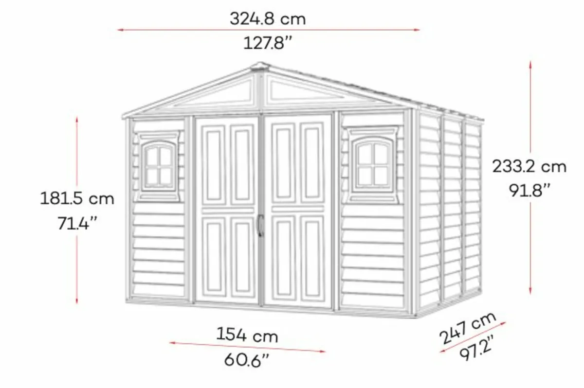 Duramax WoodBridge PLUS II 10.5×8 Vinyl Sheds - Image 2