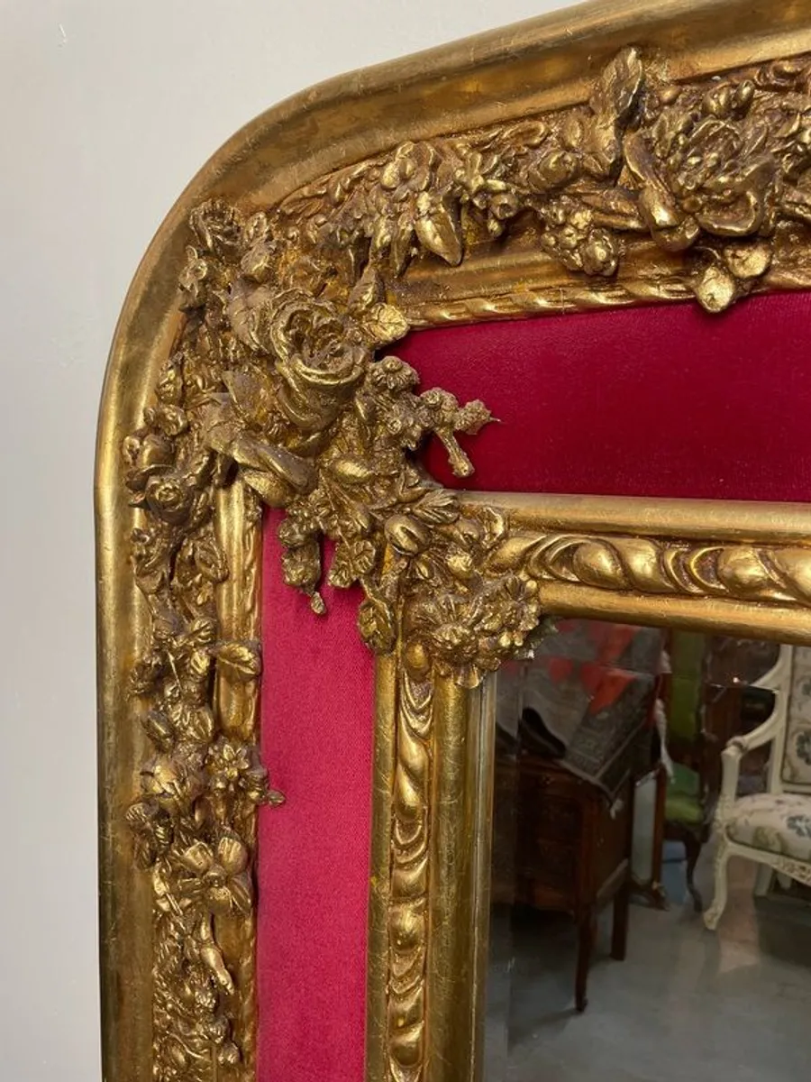 FLASH SALE !! Was 650 Now 480 !!Large Ornate Velvet Panel Section Mirror - Image 4