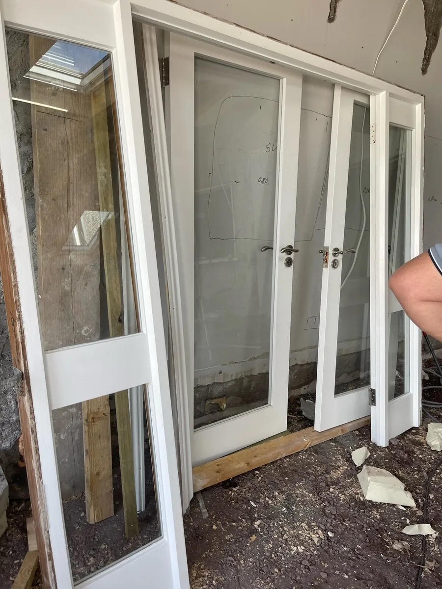 wood door fames with windows (doors not included) - Image 2