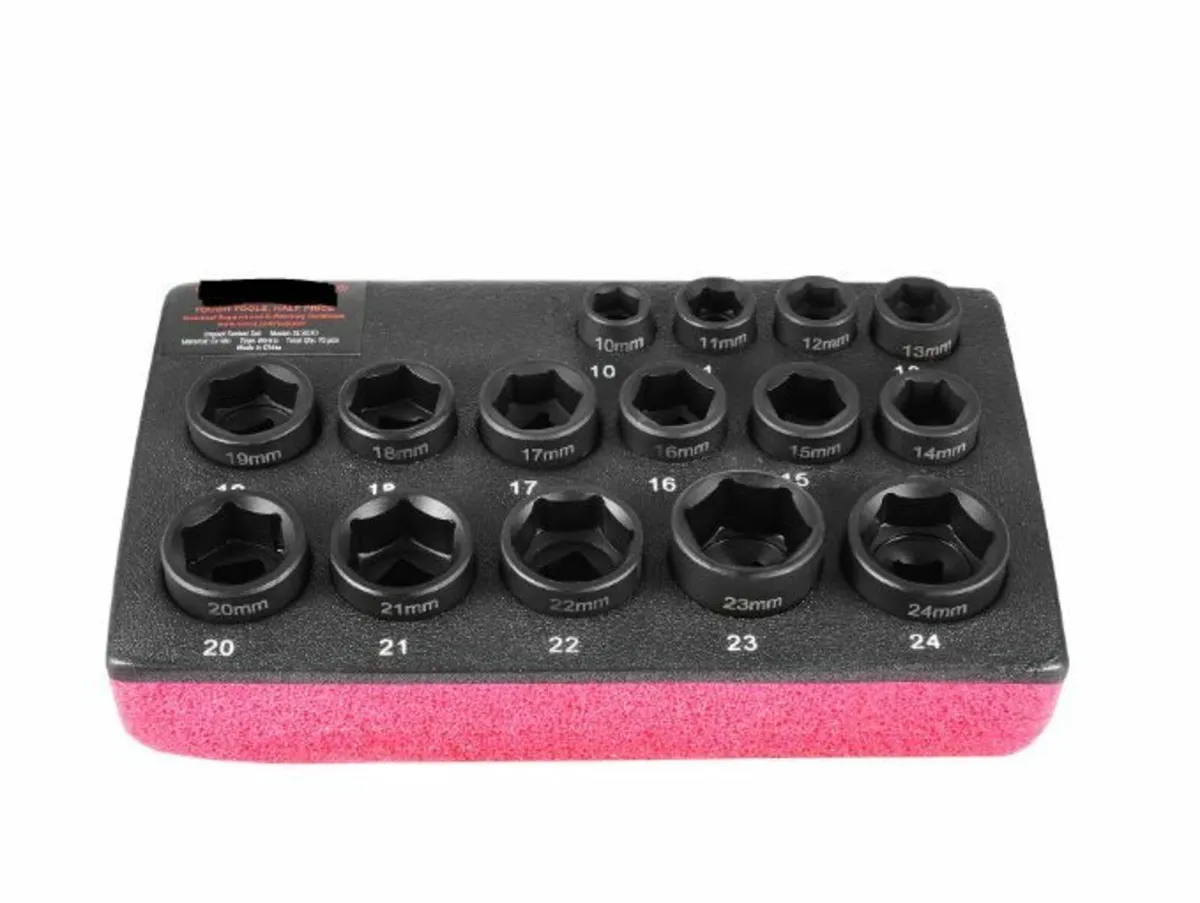 Impact Sockets Set 15pcs 6-Point 3/8" Drive Bit - Image 1