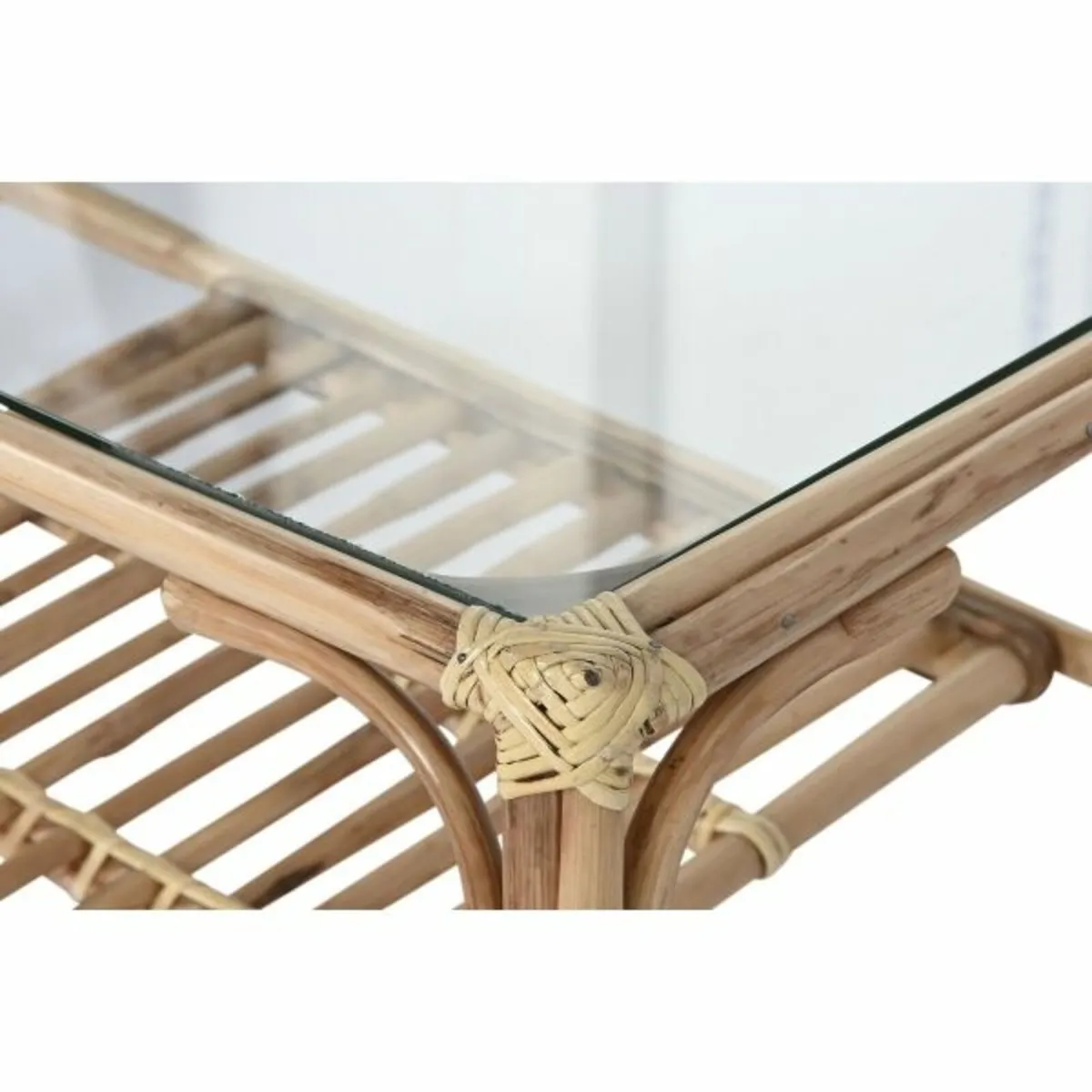 Elegant Natural Bamboo & Rattan Centre Table with - Image 2