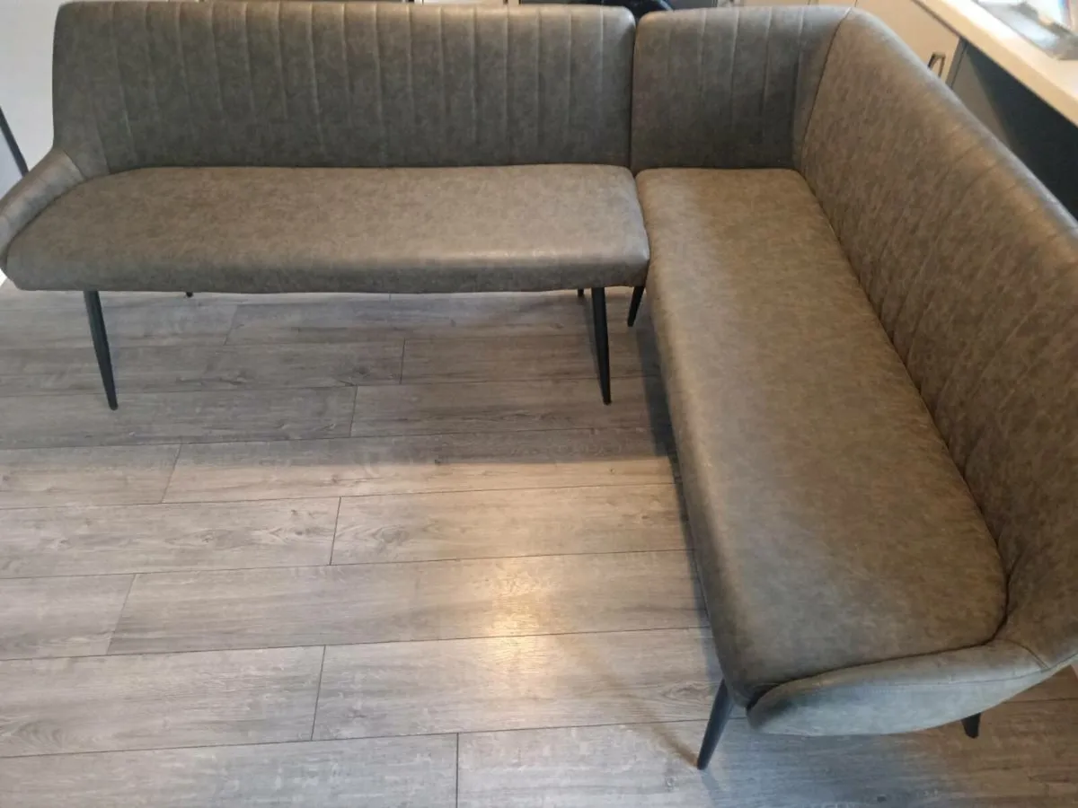 Grey faux leather corner dining bench - Image 1