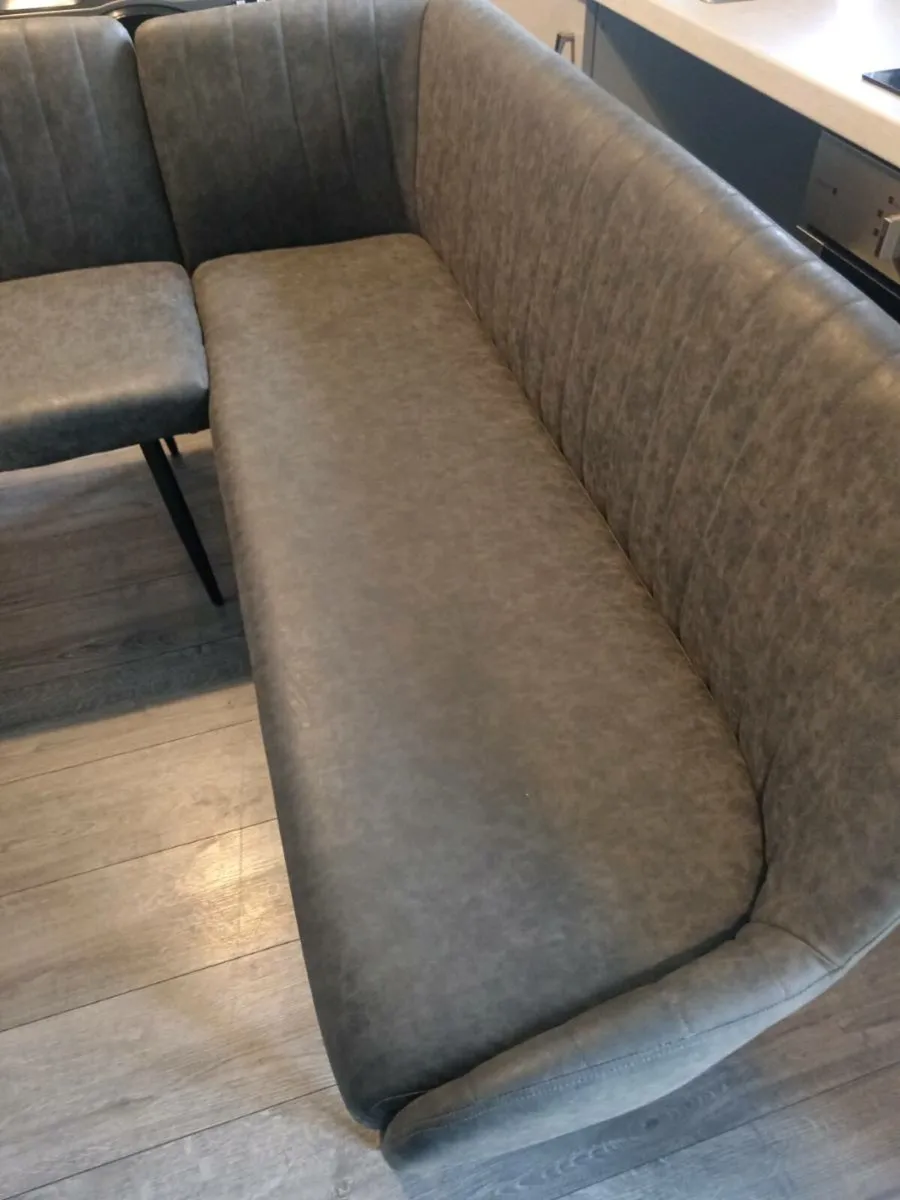Grey faux leather corner dining bench - Image 2