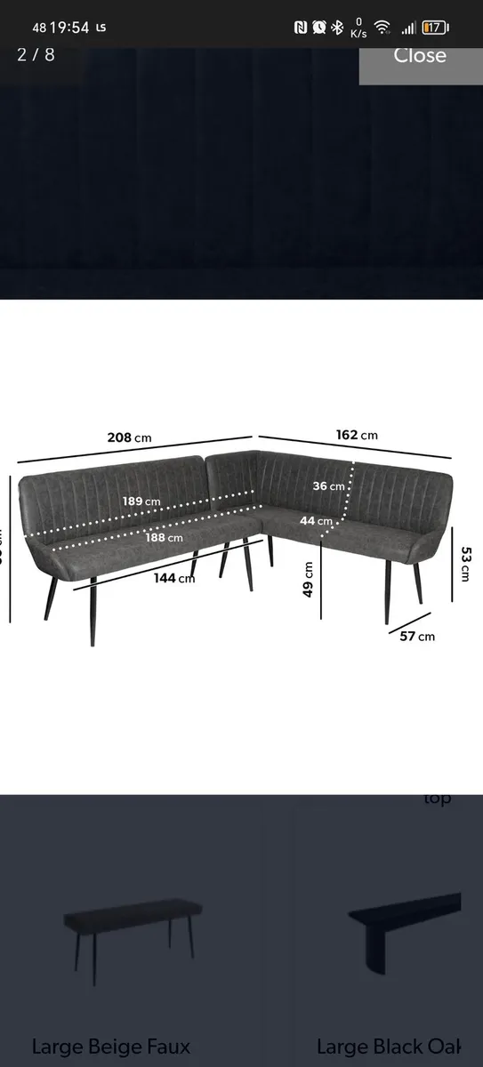 Grey faux leather corner dining bench - Image 4