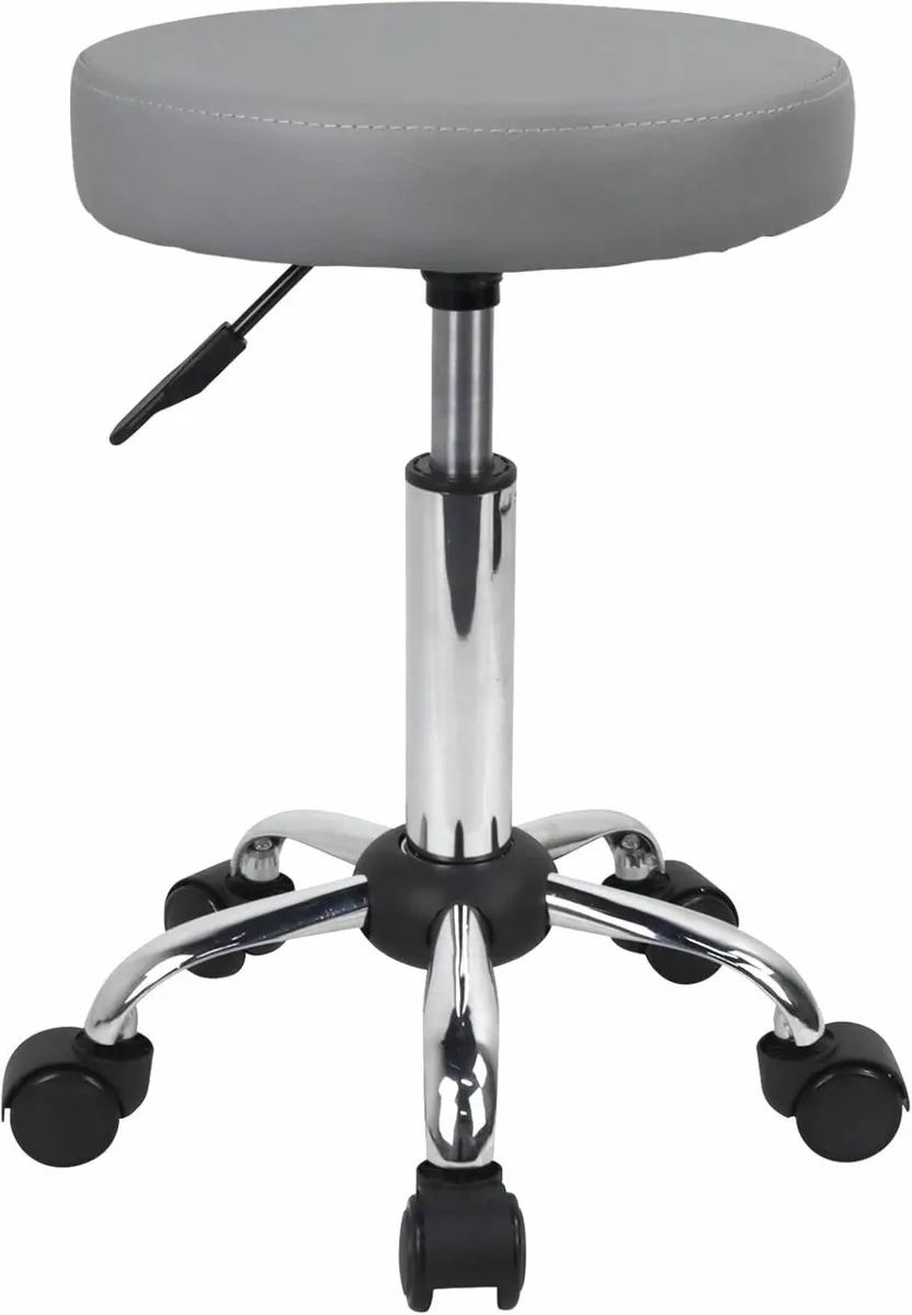 Multi-Purpose Rolling Round Stool Wheels Grey - Image 1