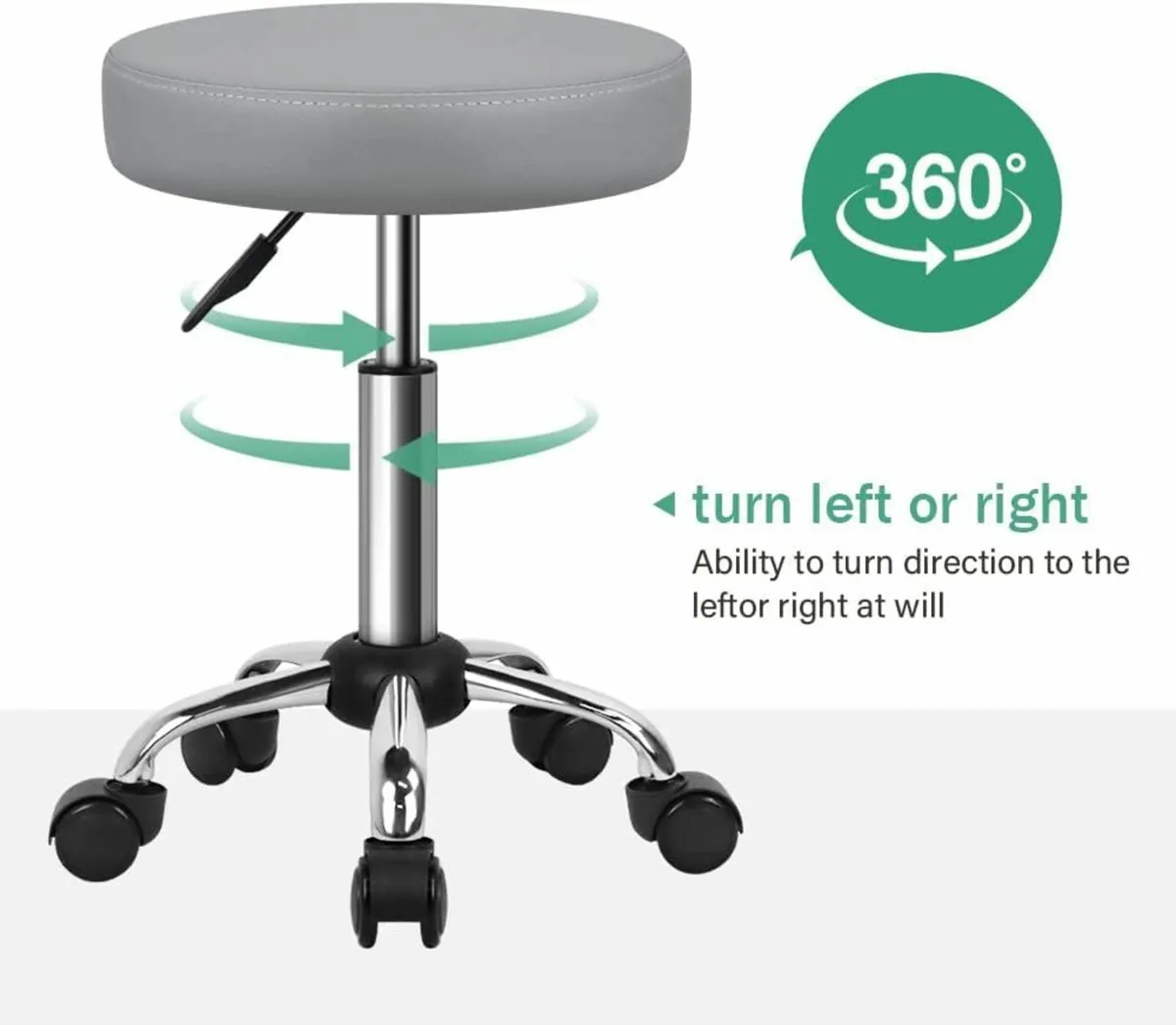 Multi-Purpose Rolling Round Stool Wheels Grey - Image 2
