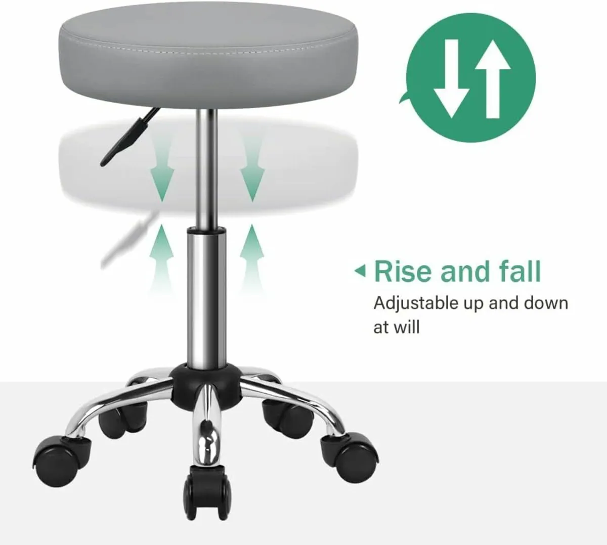 Multi-Purpose Rolling Round Stool Wheels Grey - Image 3