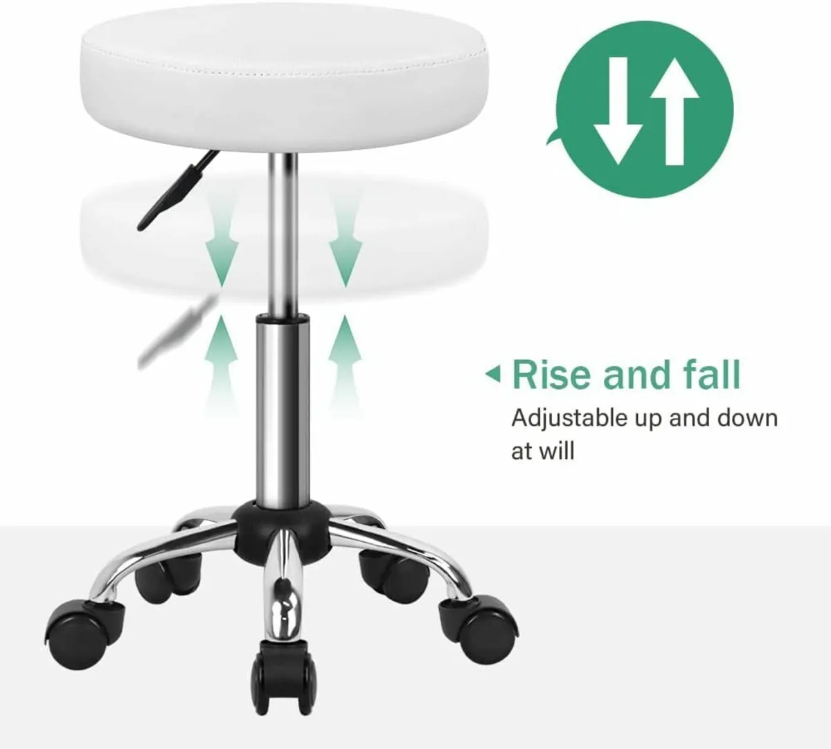 Multi-Purpose Rolling Round Stool Wheels White - Image 3