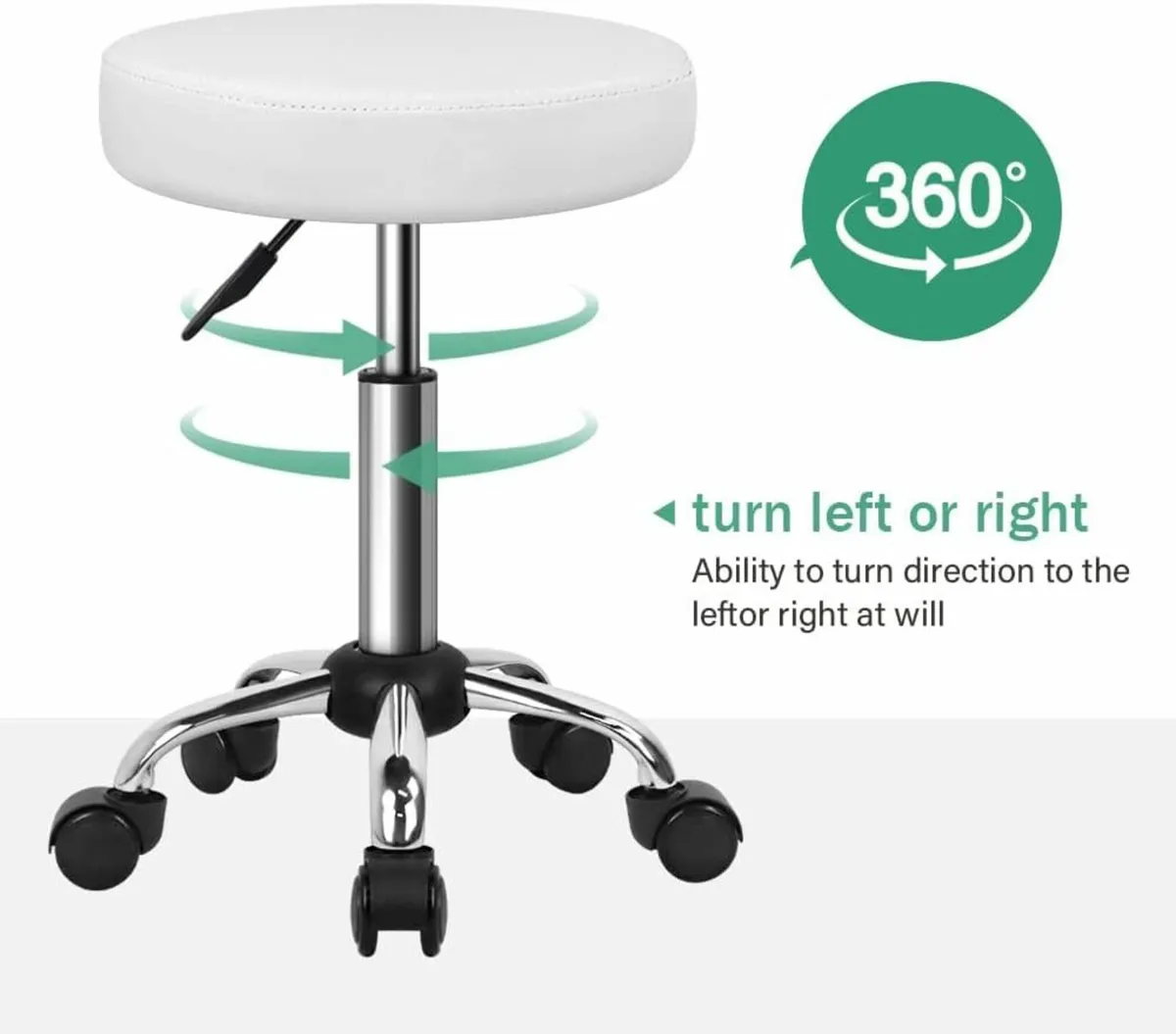 Multi-Purpose Rolling Round Stool Wheels White - Image 4