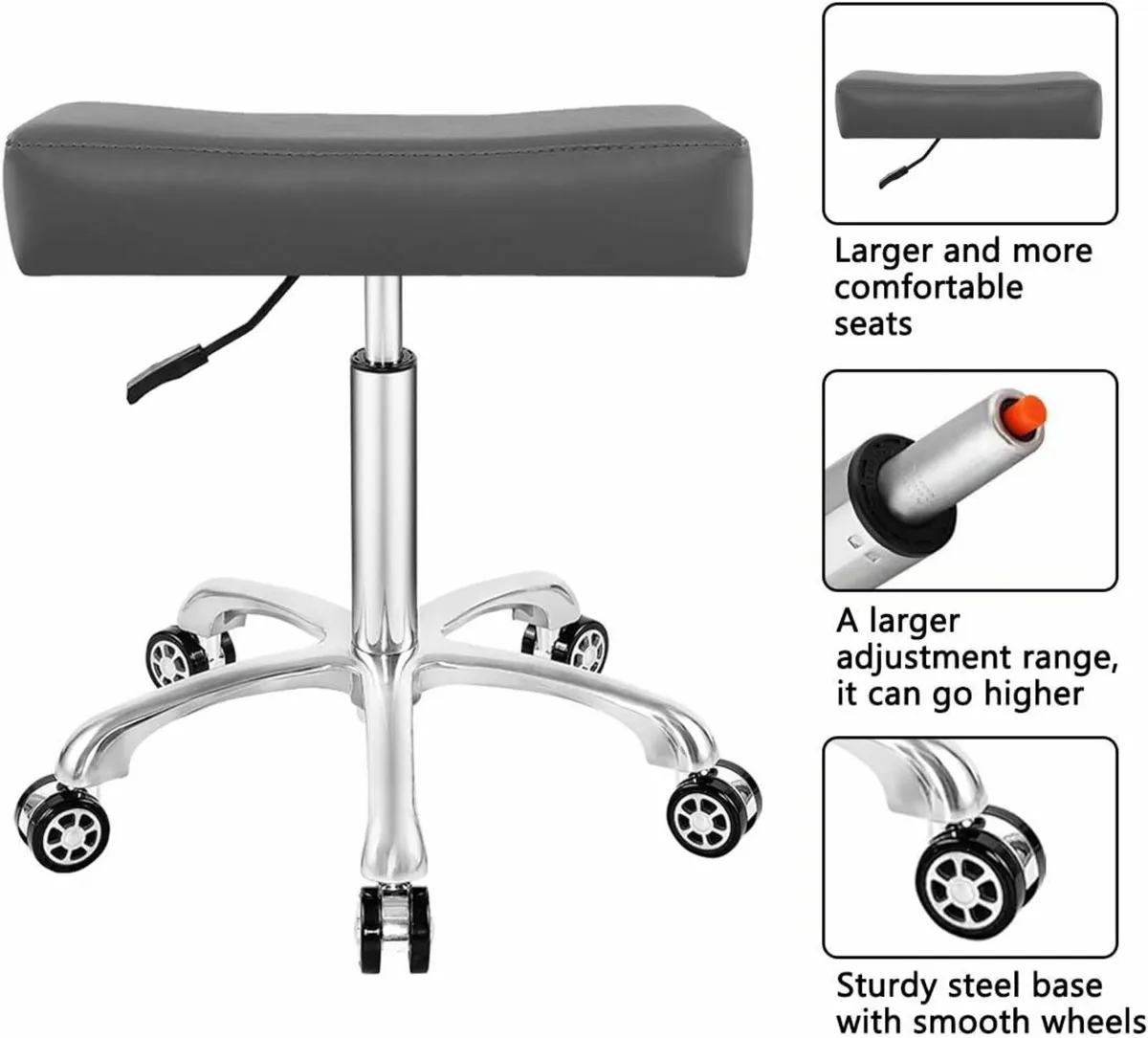 Adjustable Swivel Tall Metal Stool Chair Gray - Image 3