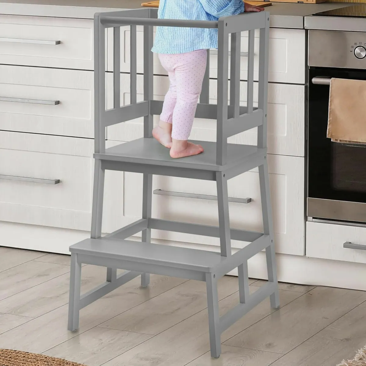 Kitchen Nursery Step Stool for Toddlers Grey - Image 3