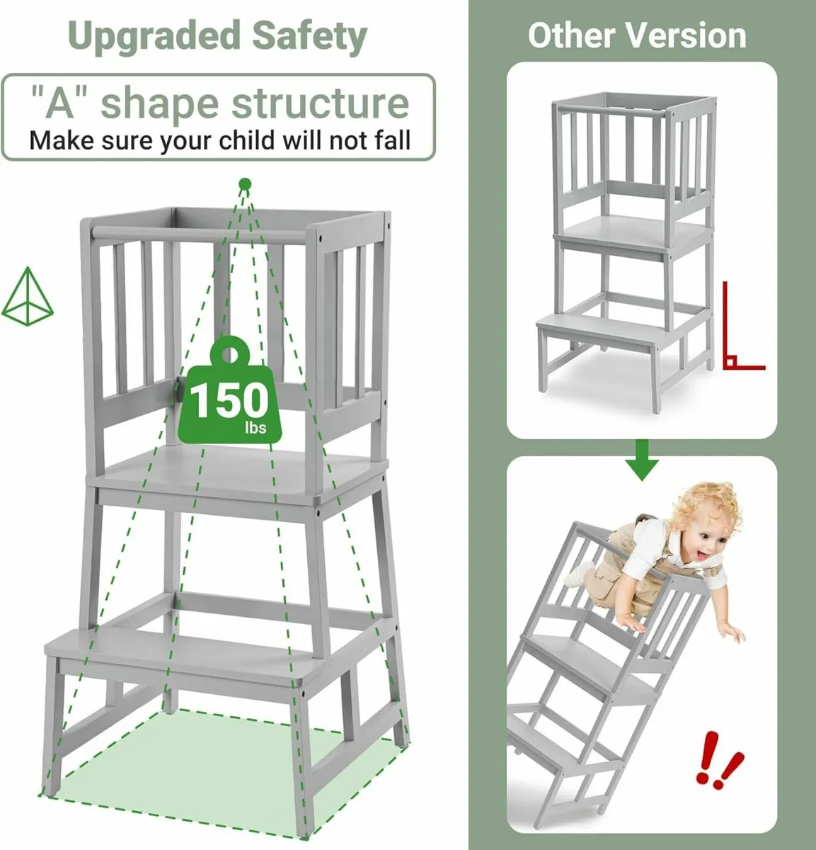 Kitchen Nursery Step Stool for Toddlers Grey - Image 4