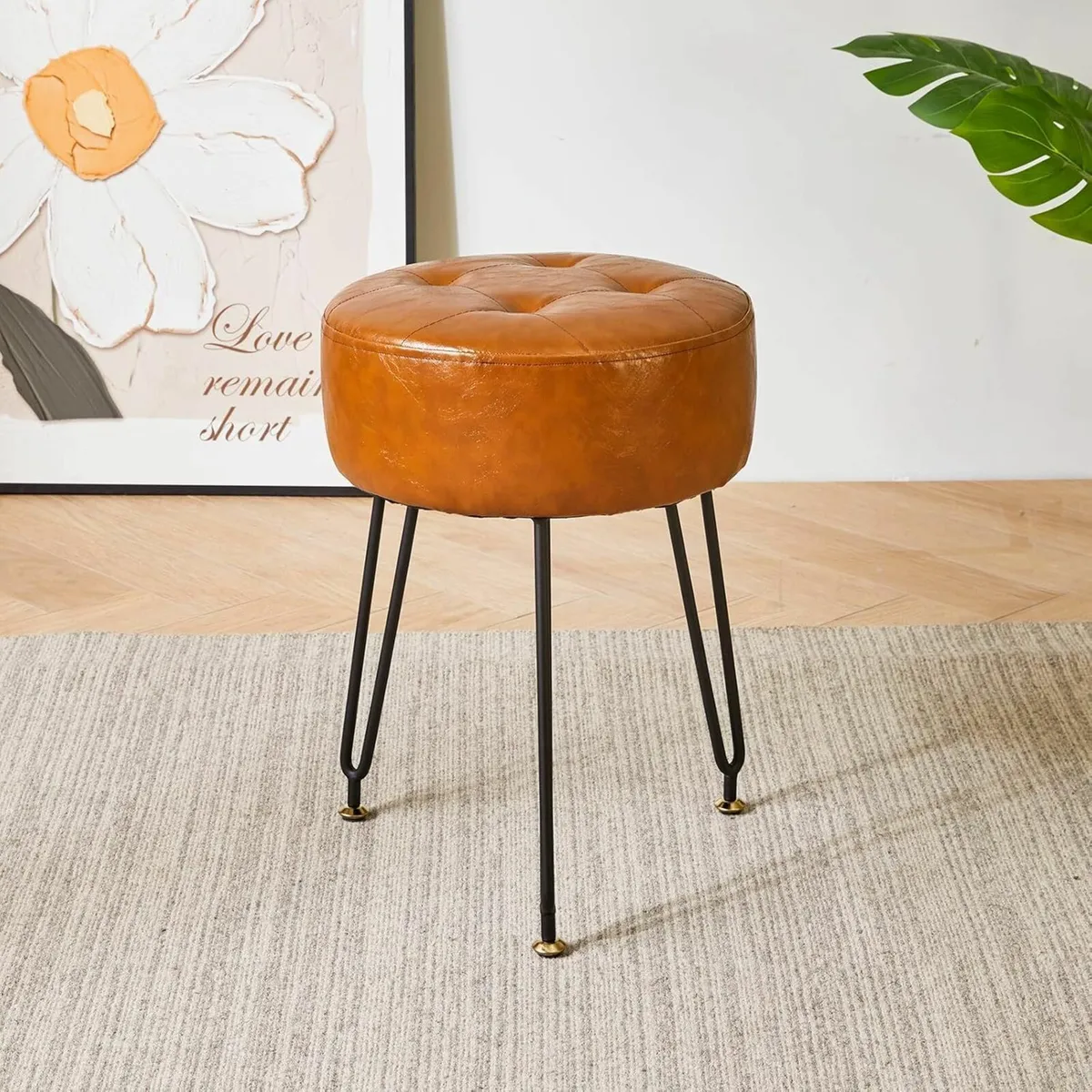 Bedroom Dressing table Round Makeup Stool Brown - Image 1