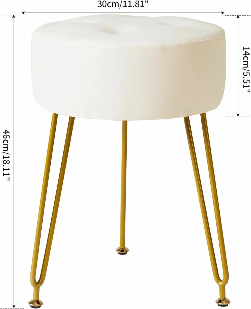 Faux Leather Round Footrest Makeup Stool White - Image 4