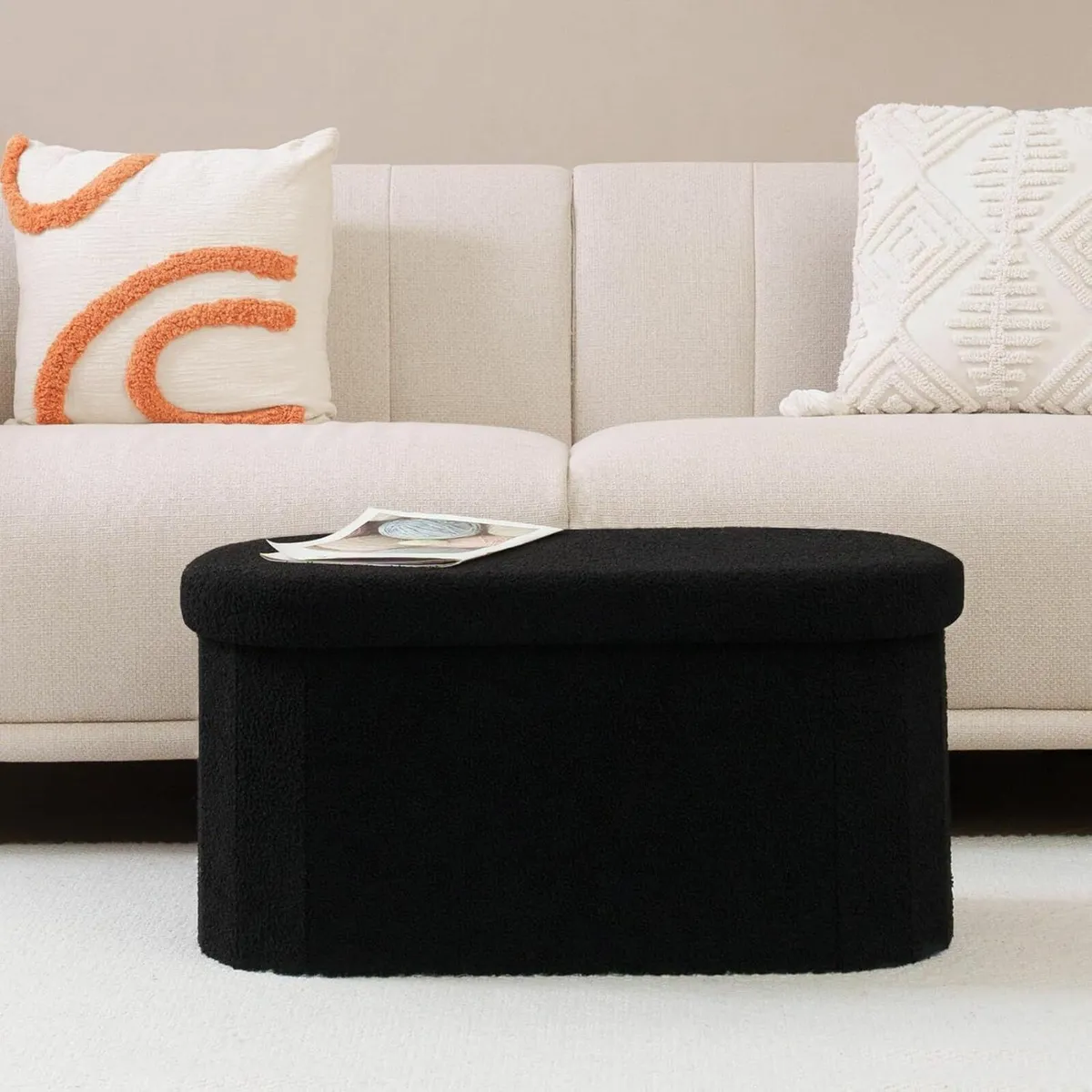Bedroom Ottoman Storage Bench Footstool Black - Image 1