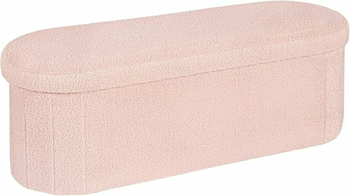 bedroom Ottoman Storage Bench Footstool Oval Pink - Image 2