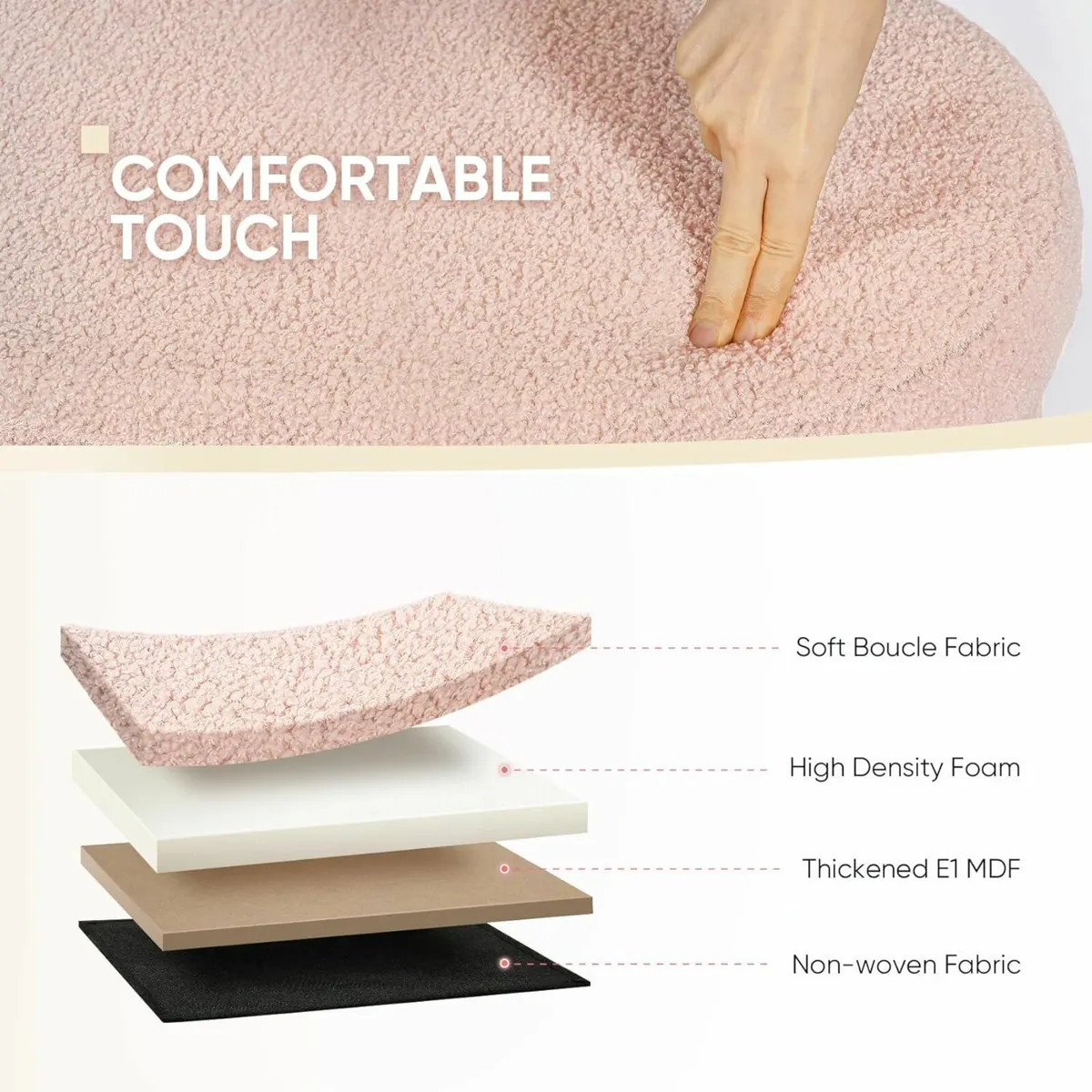 bedroom Ottoman Storage Bench Footstool Oval Pink - Image 3