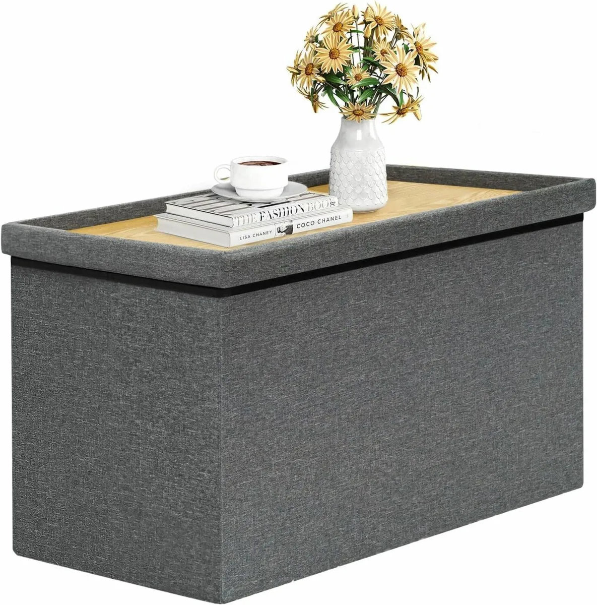 Large Foldable Ottoman Coffee Table bedroom Grey - Image 2