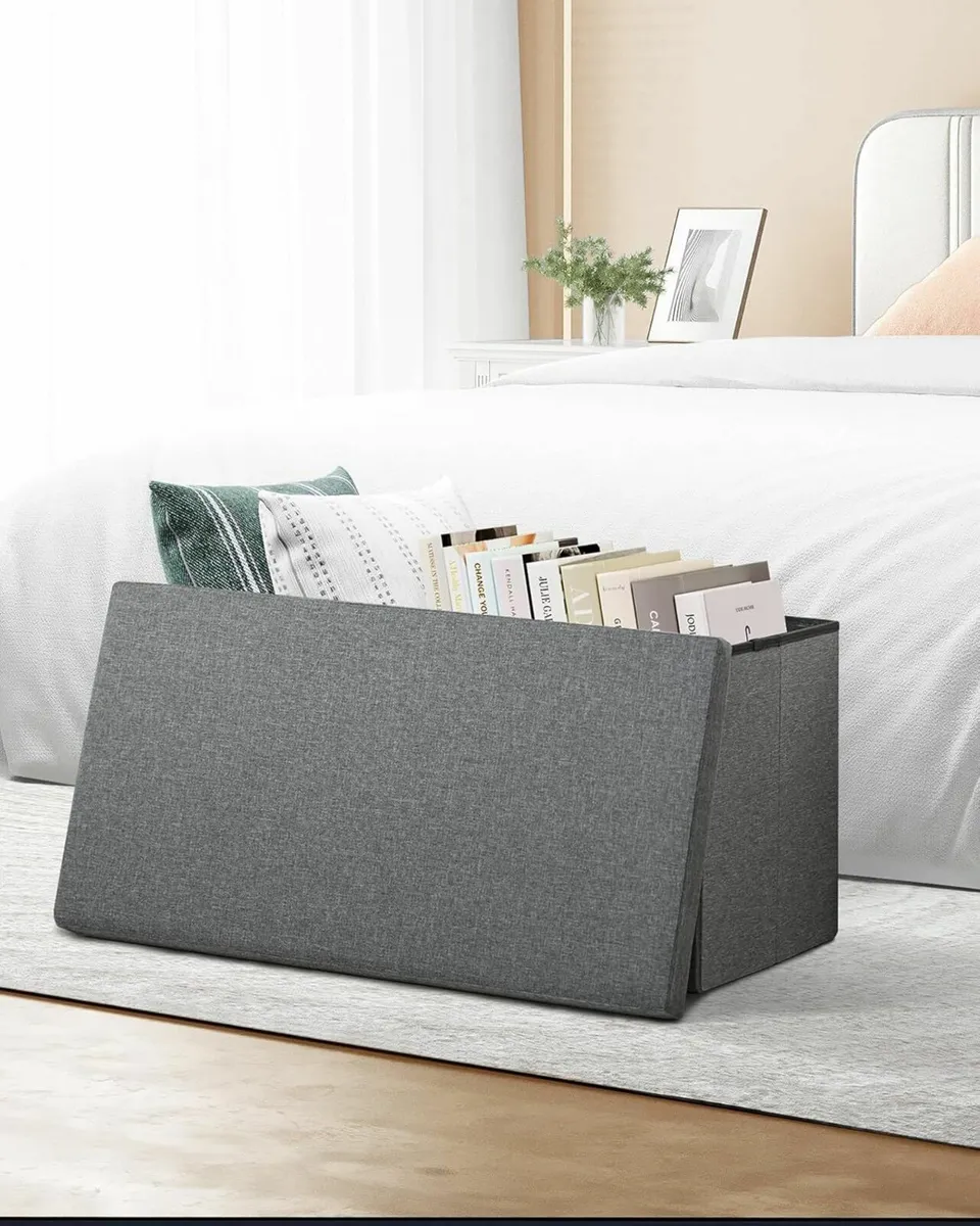 Large Foldable Ottoman Coffee Table bedroom Grey - Image 4