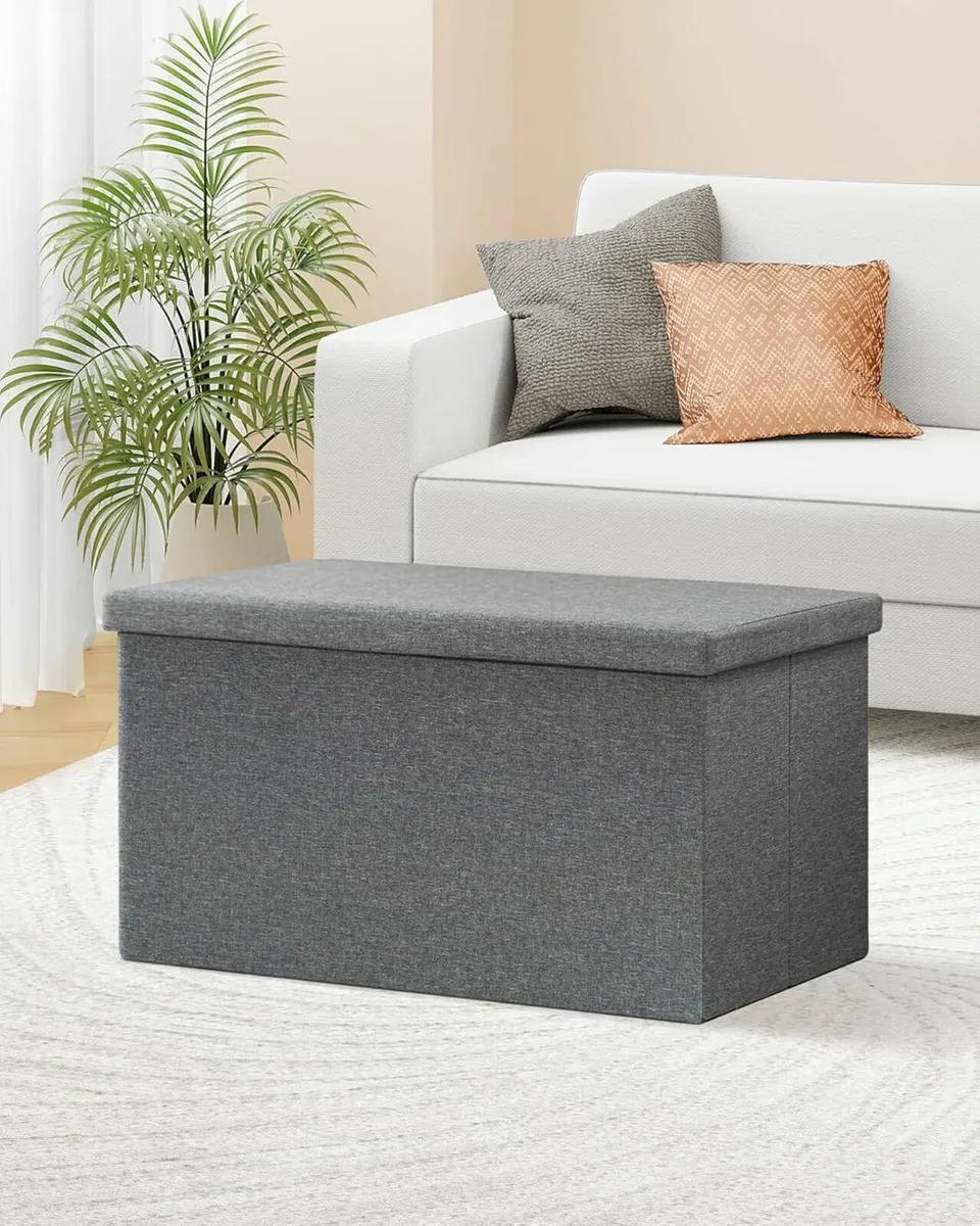 Large Foldable Ottoman Coffee Table bedroom Grey - Image 1