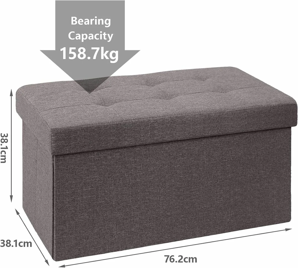 Folding Linen Storage Box Footstool Ottoman Brown - Image 2