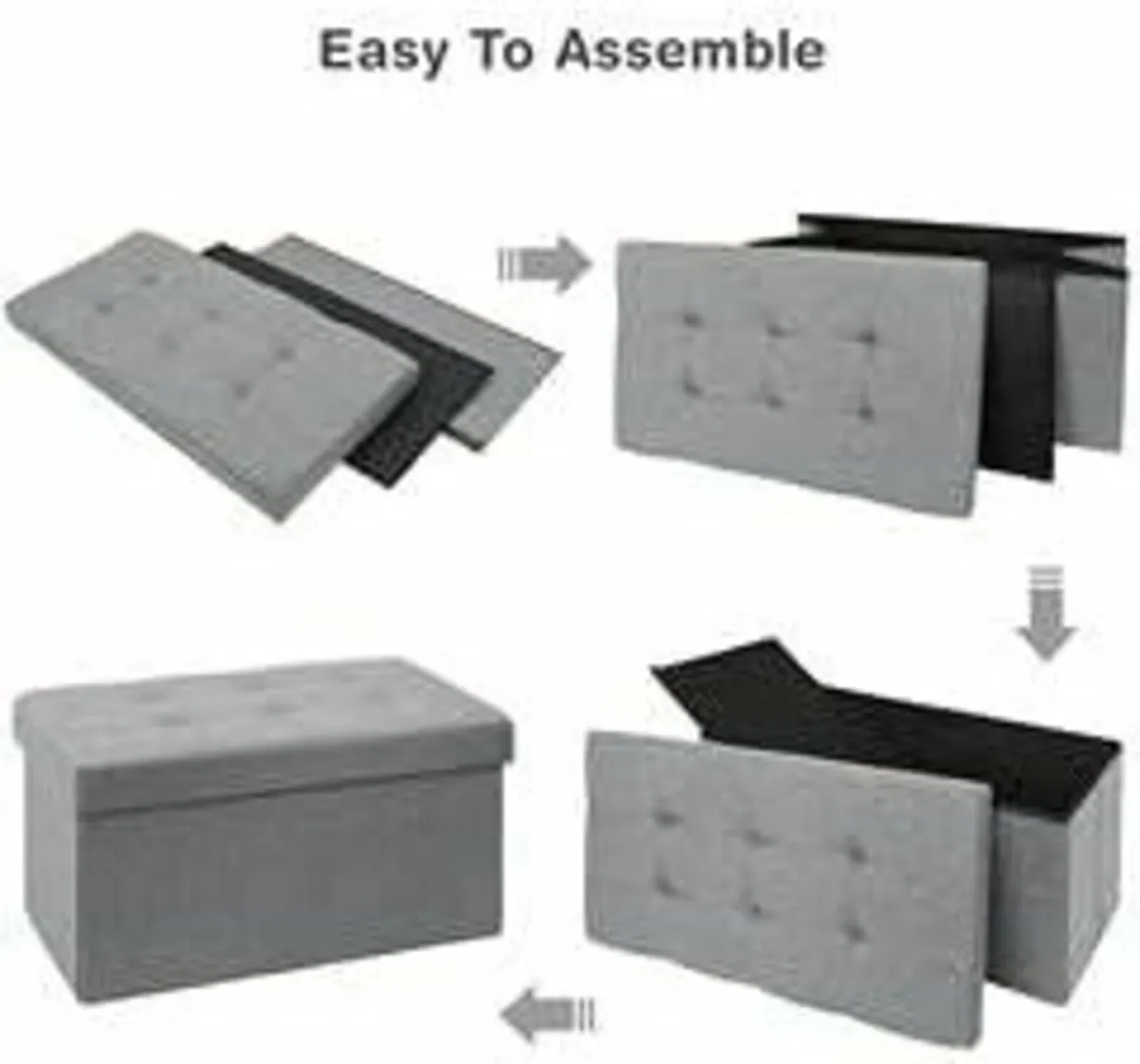 Folding Linen Storage Box Footstool Ottoman Gray - Image 2