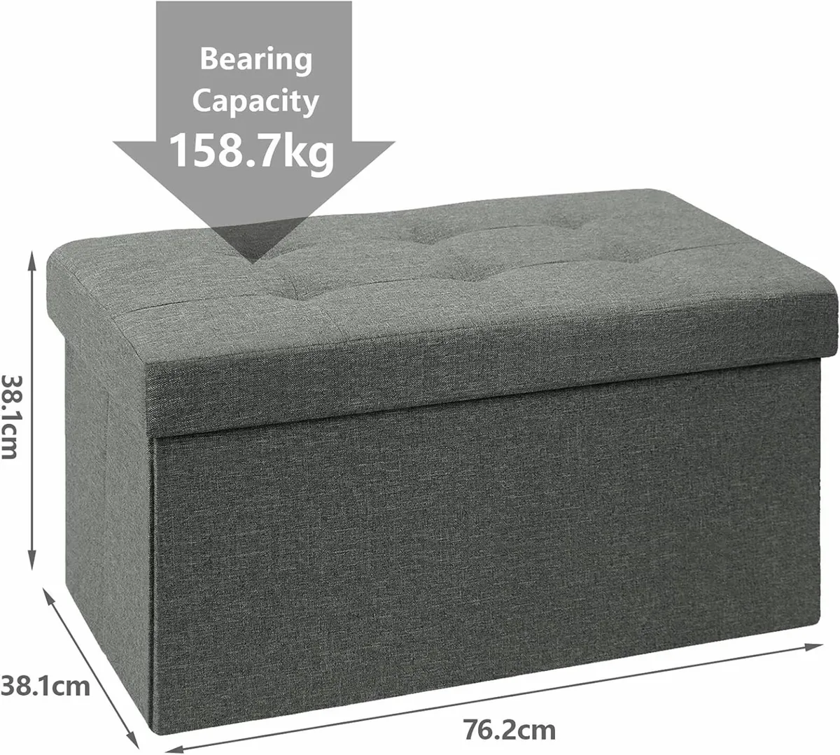 Folding Linen bedroom Storage Box Ottoman DarkGray - Image 4