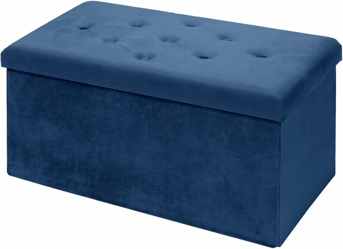 Livingroom bedroom StorageBox Velvet Foldable Blue - Image 2