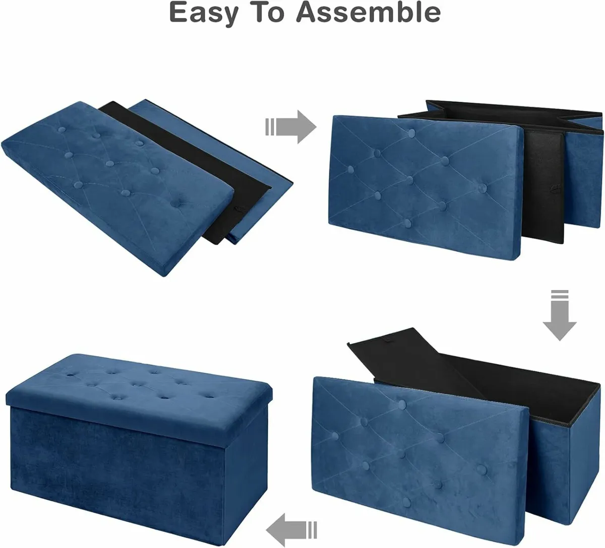 Livingroom bedroom StorageBox Velvet Foldable Blue - Image 3
