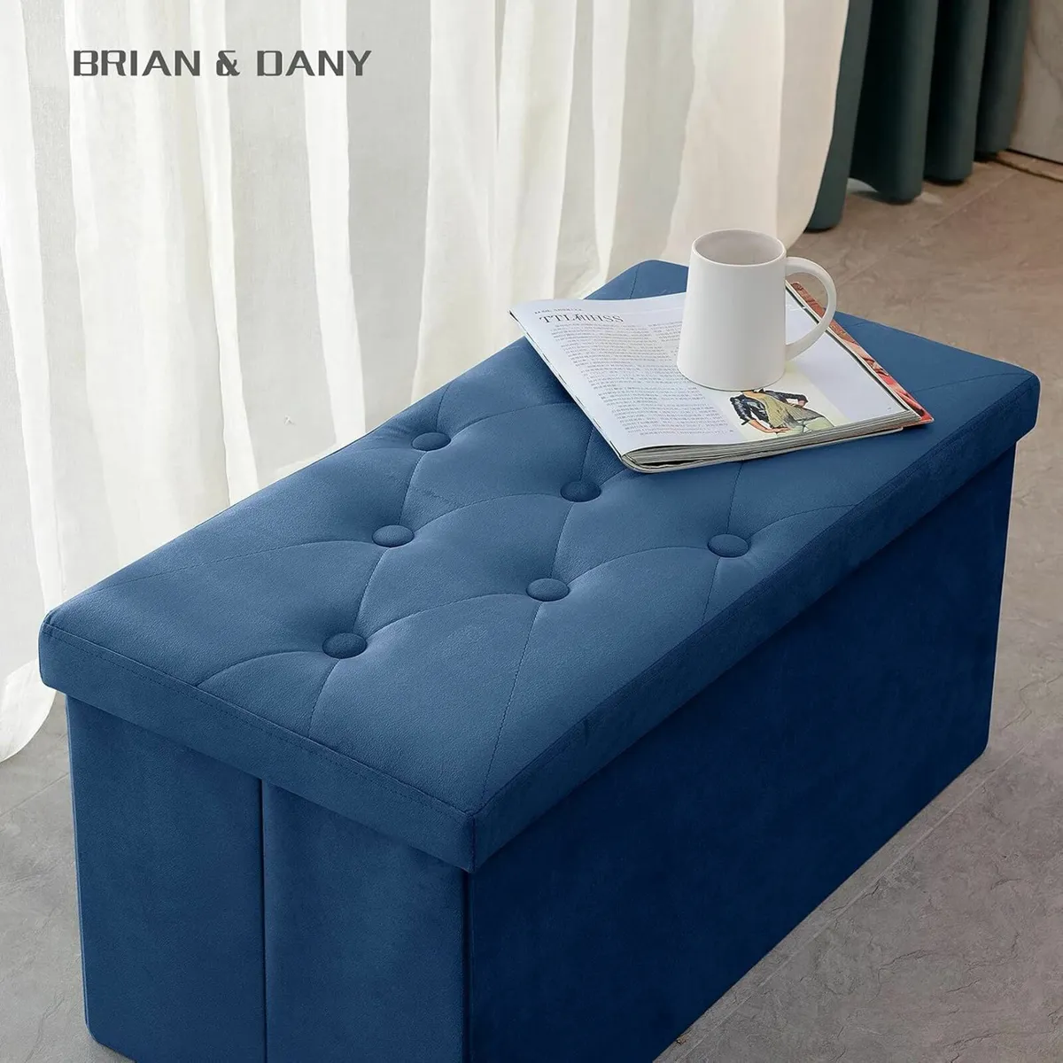 Livingroom bedroom StorageBox Velvet Foldable Blue - Image 1