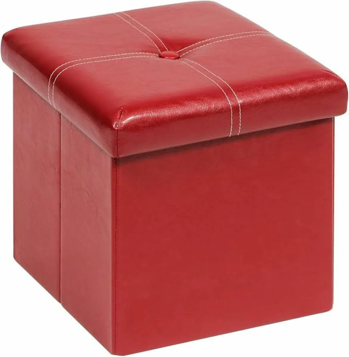 Red Small Storage Ottoman Box Faux Leather - Image 4