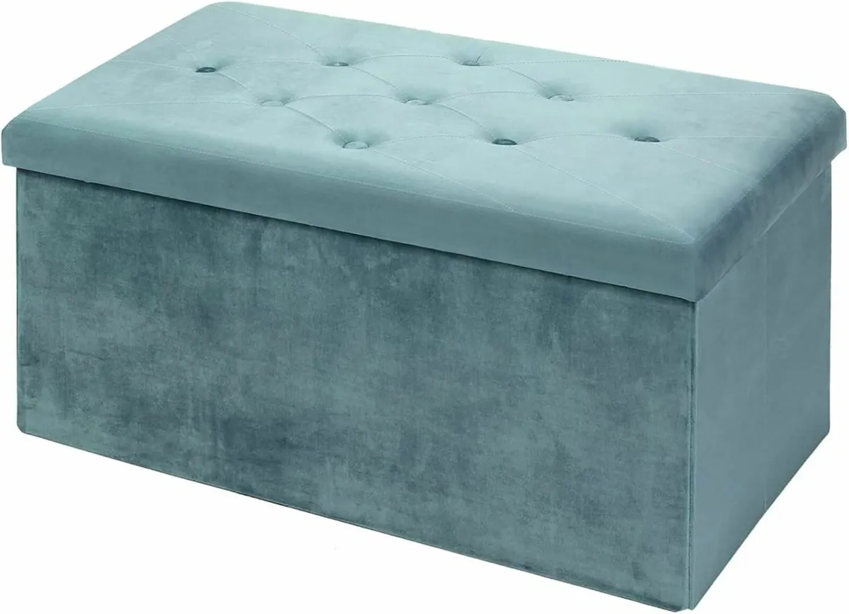 Foldable Velvet Living room bedroom Storage Green - Image 2