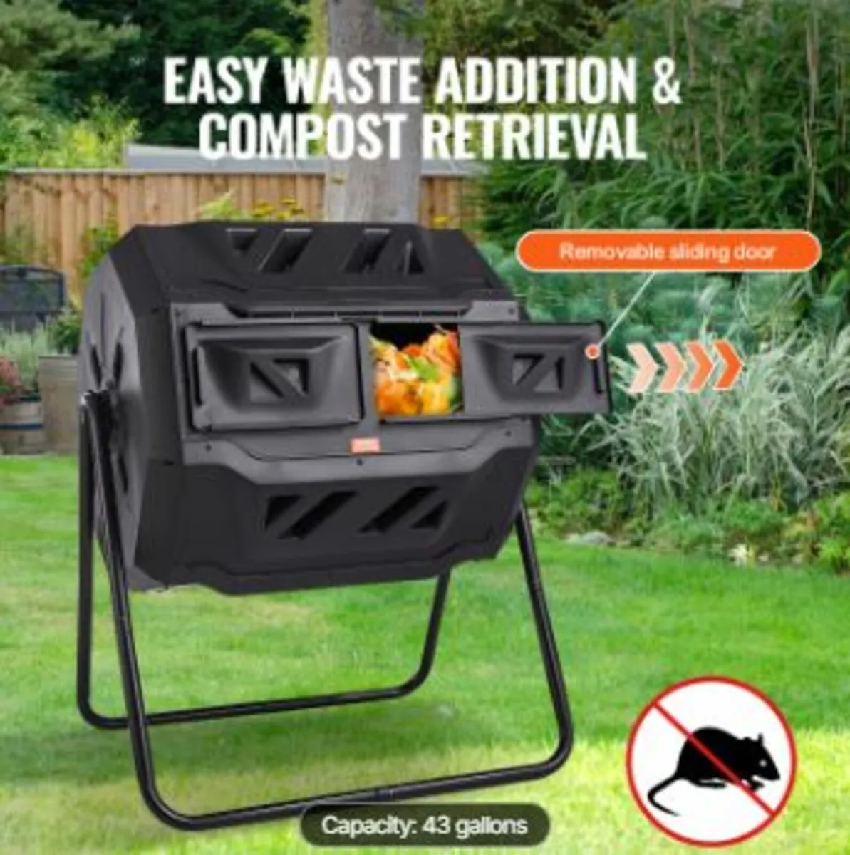Compost Bin, 43-Gal Dual Chamber Composting Tumble - Image 3