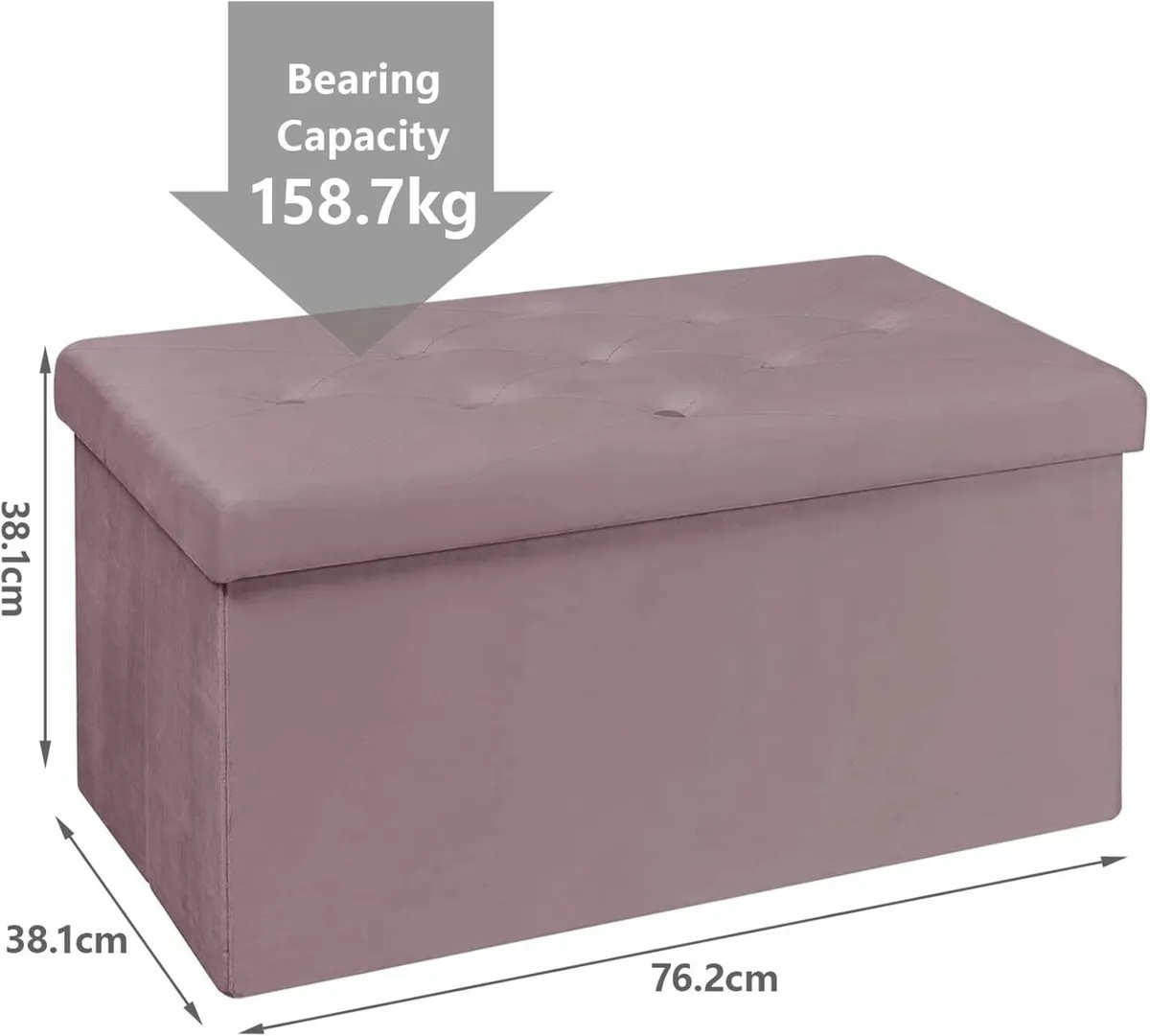 Living roomStorage Box Velvet Foldable LightPurple - Image 3