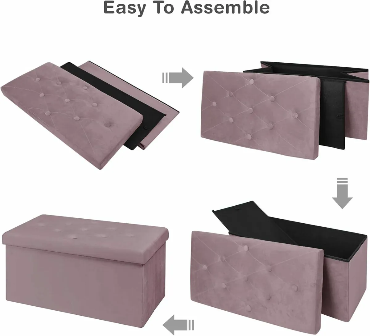 Living roomStorage Box Velvet Foldable LightPurple - Image 4