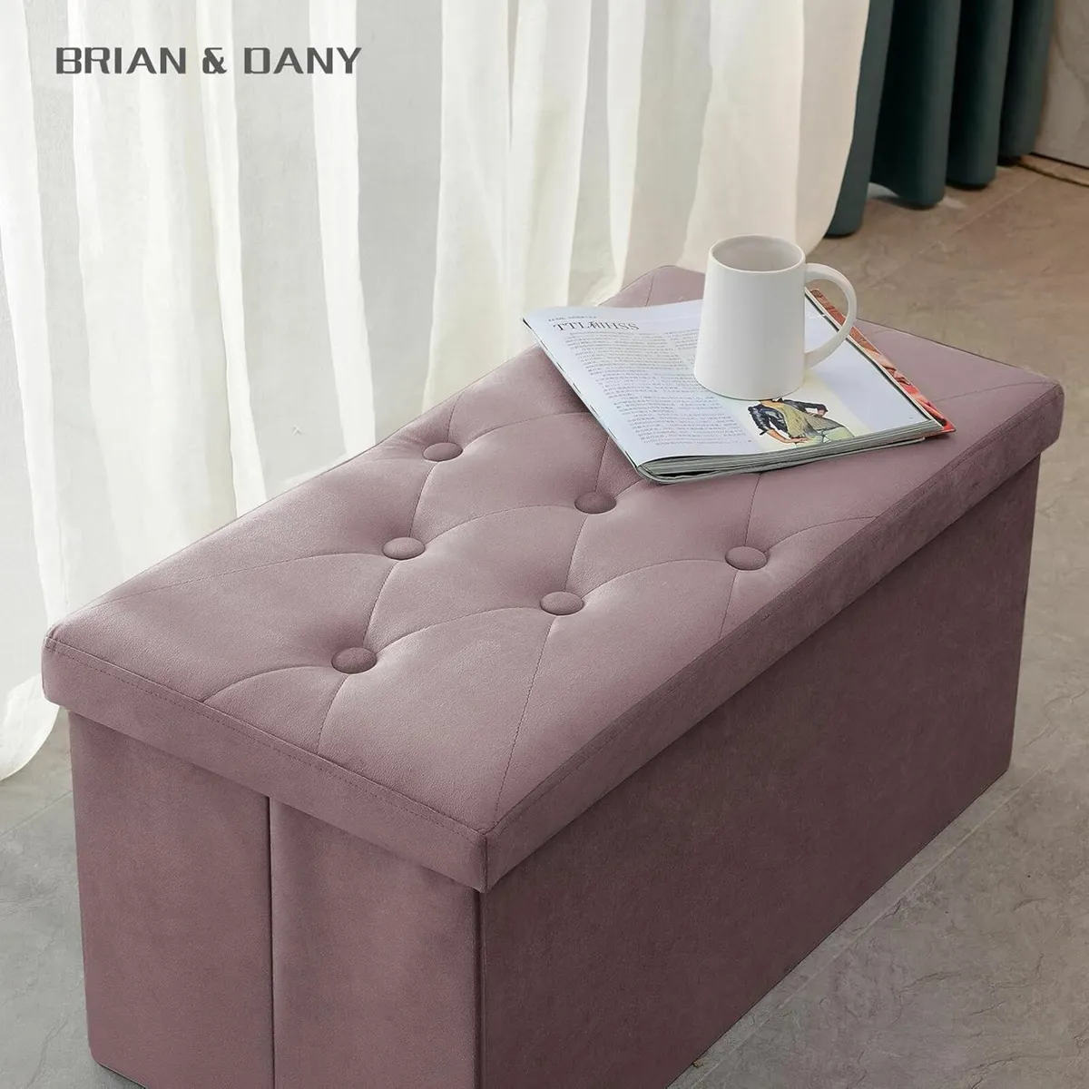 Living roomStorage Box Velvet Foldable LightPurple - Image 1
