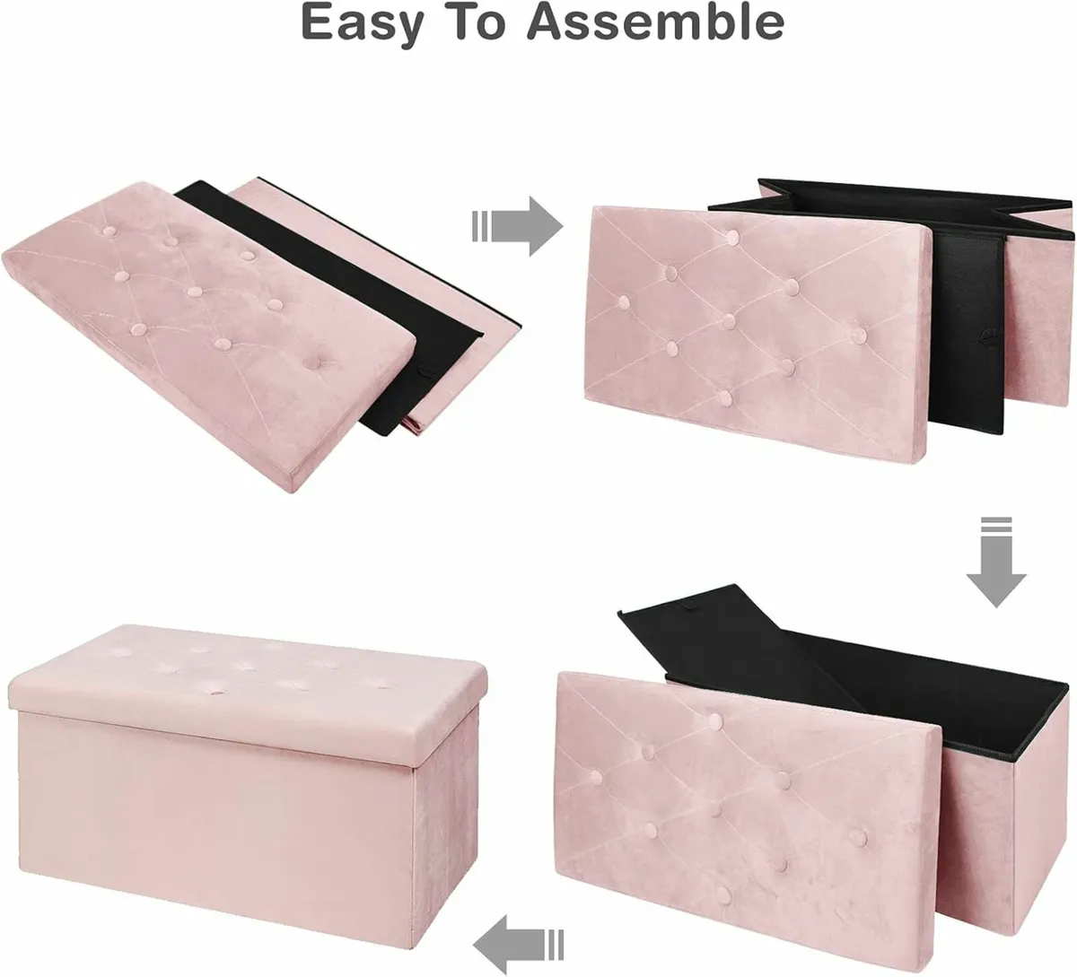 Living room bedroomStorageBox Velvet Foldable Pink - Image 3