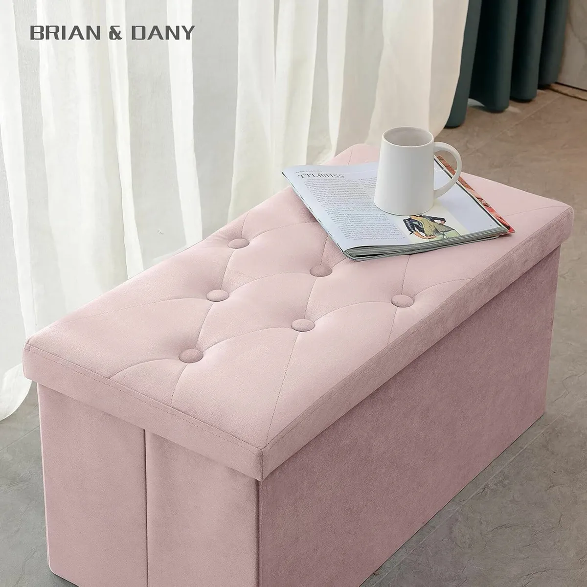 Living room bedroomStorageBox Velvet Foldable Pink - Image 1