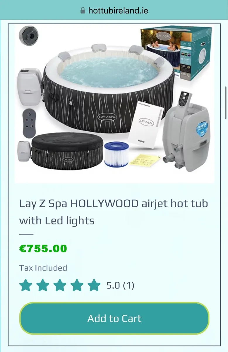Lay Z Spa HOLLYWOOD airjet hot tub with Led lights - Image 1