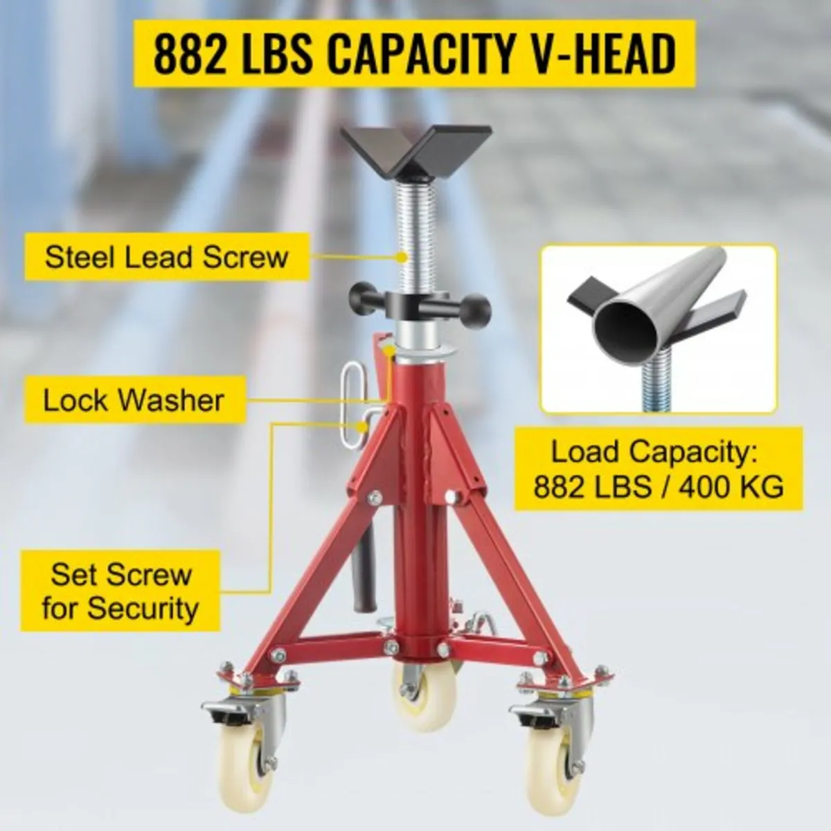 V Head Pipe Stand Adjustable Height 20-37 Inch, Pi - Image 2