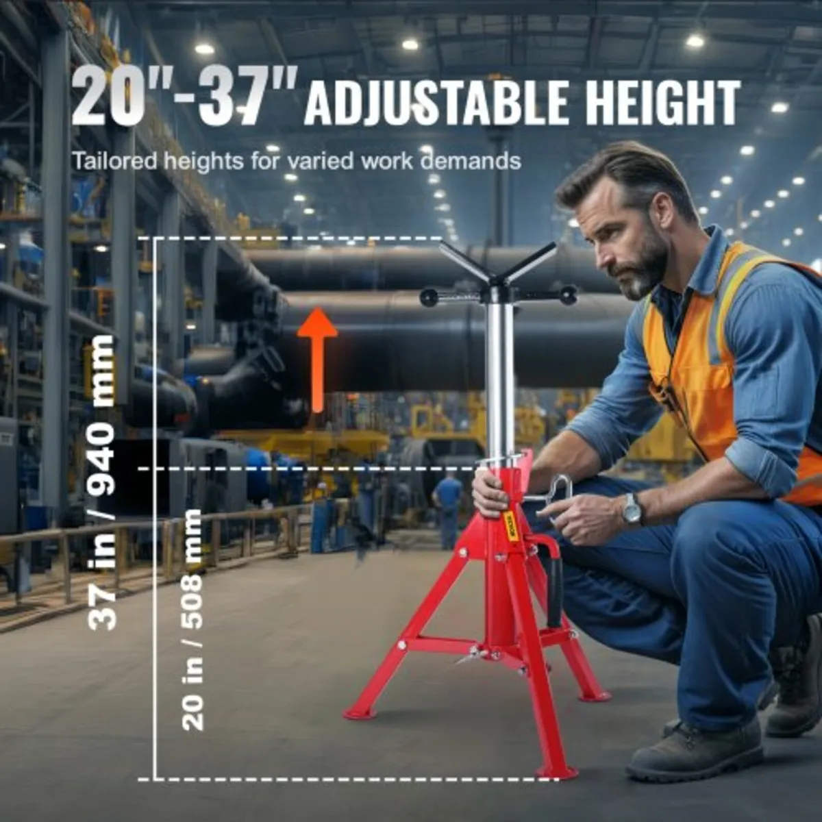 V Head Pipe Stand, 2500 lbs Load Capacity Pipe Jac - Image 3