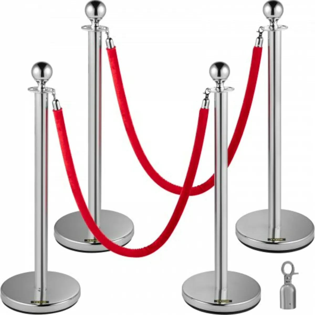 Retractable Silver Round Top Queue Control Barrier - Image 1