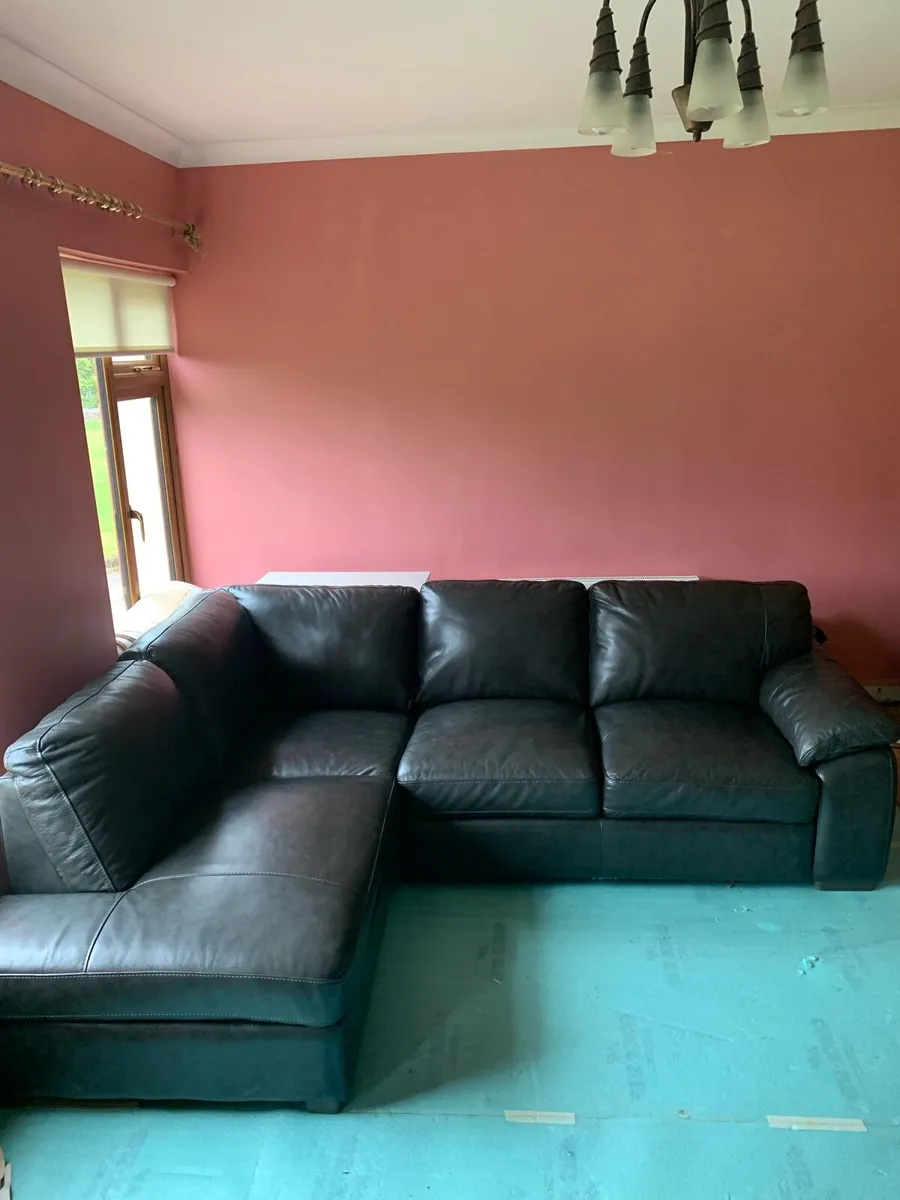 L shaped charcoal leather Couch - Image 2