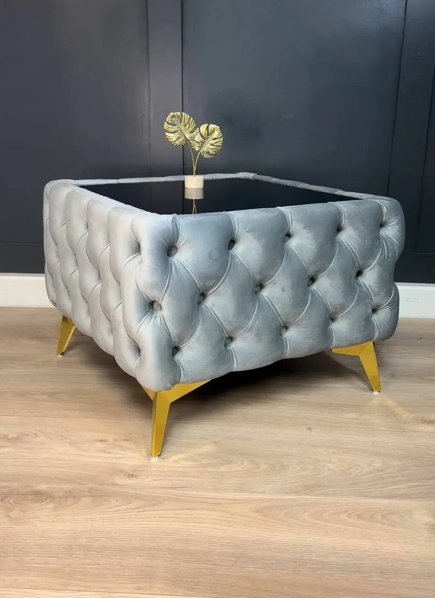 Chester Lux Square Coffee Table 63x63x45cm Velvet - Image 2