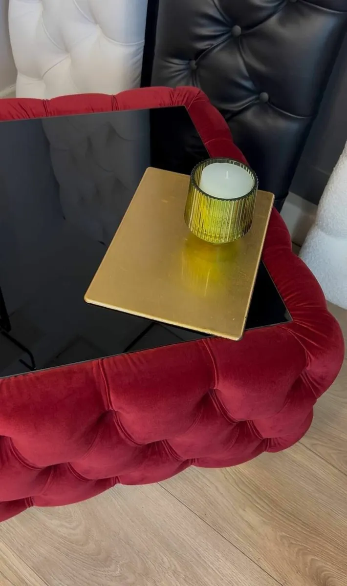 Chester Lux Square Coffee Table 63x63x45cm Velvet - Image 2