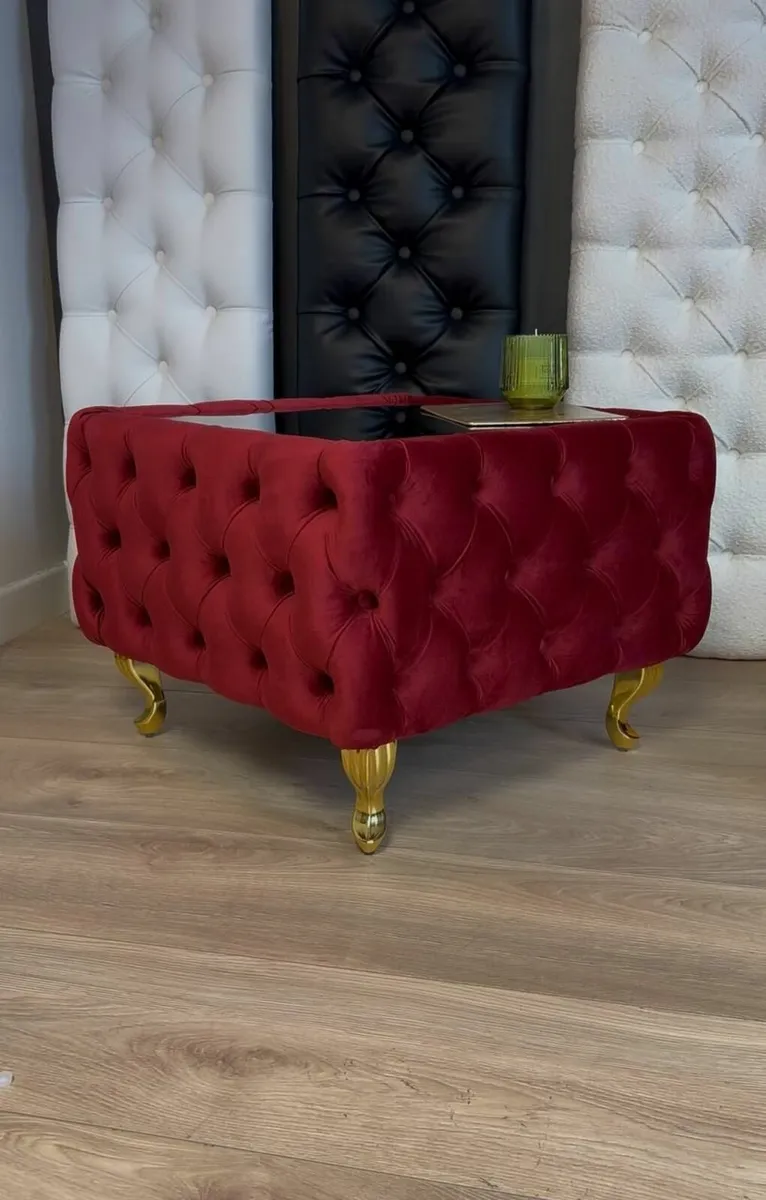 Chester Lux Square Coffee Table 63x63x45cm Velvet - Image 3