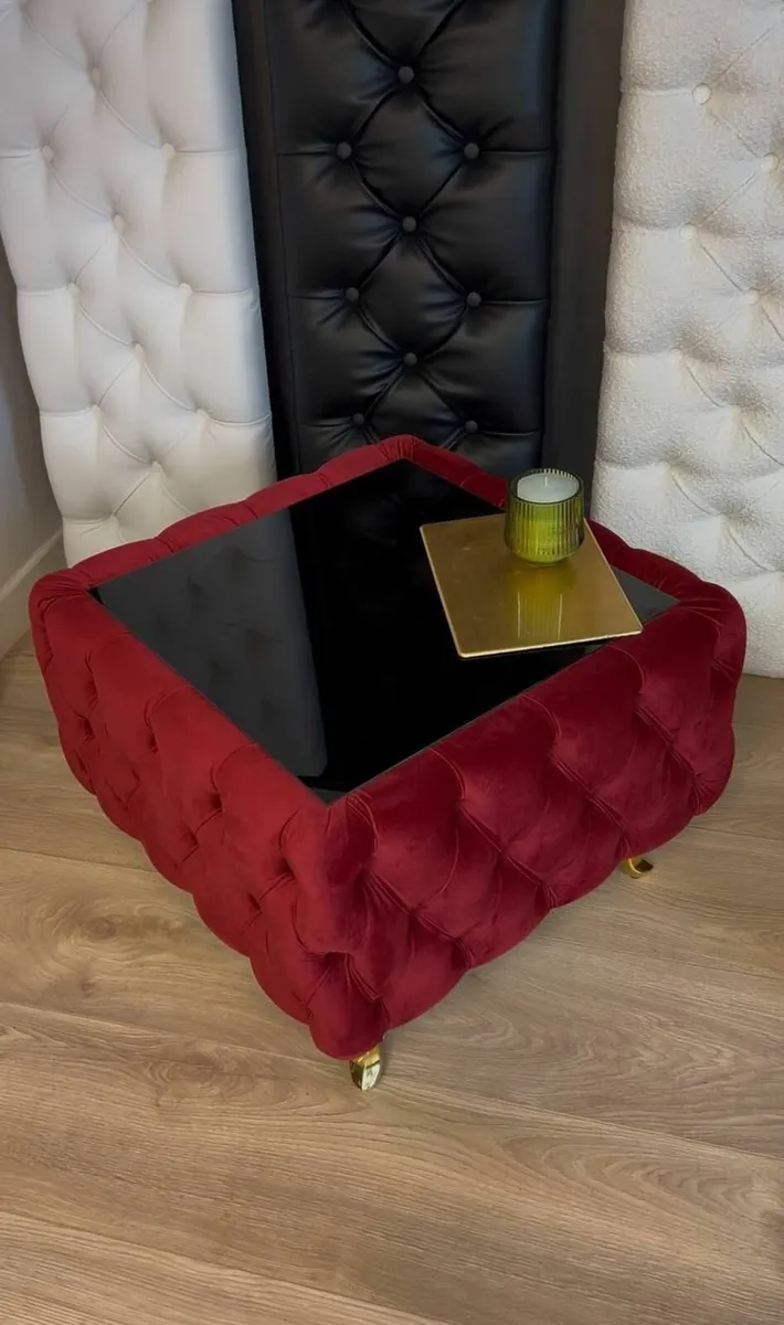 Chester Lux Square Coffee Table 63x63x45cm Velvet - Image 4